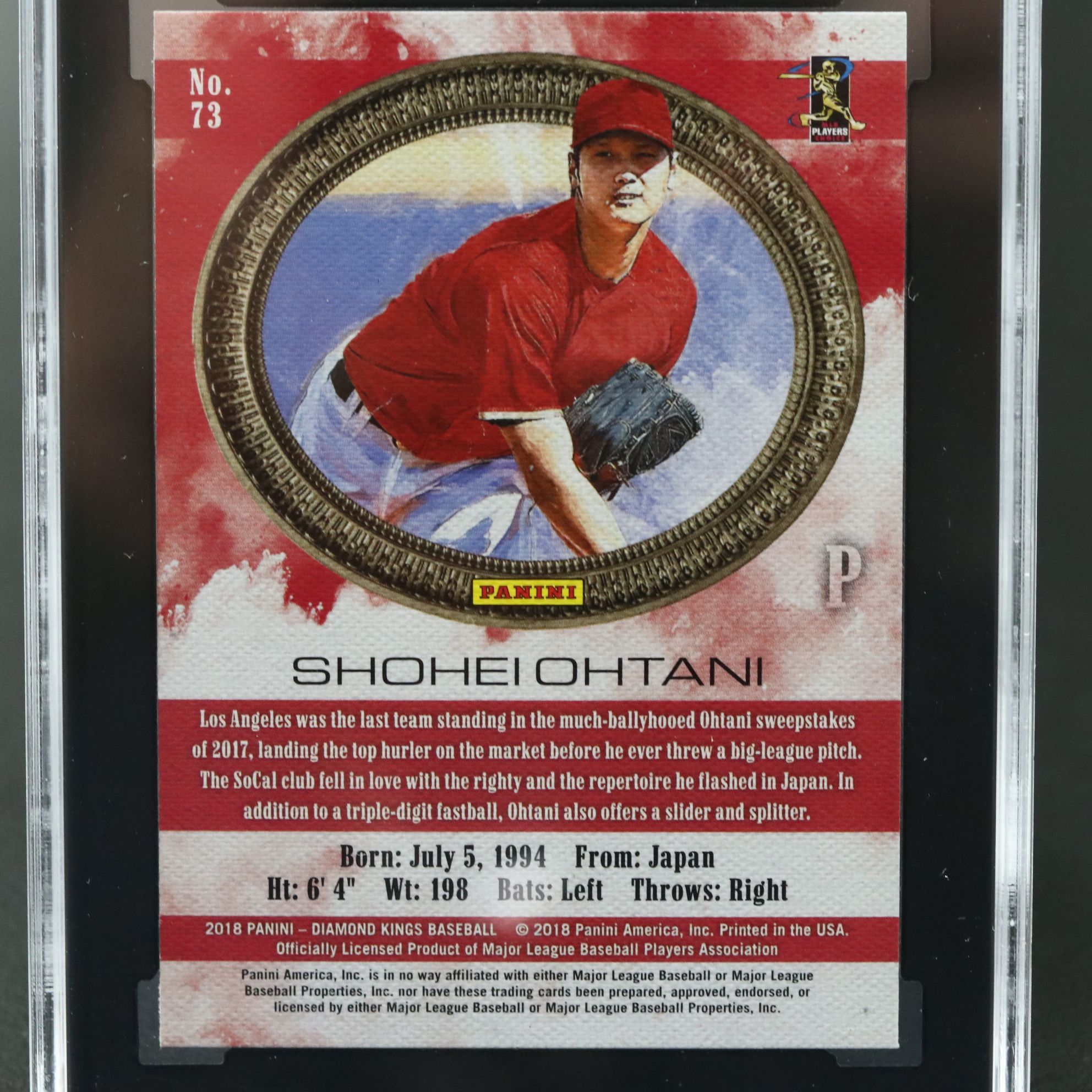 2018 Diamond Kings Shohei Ohtani Rookie Baseball Card Graded SGC 10