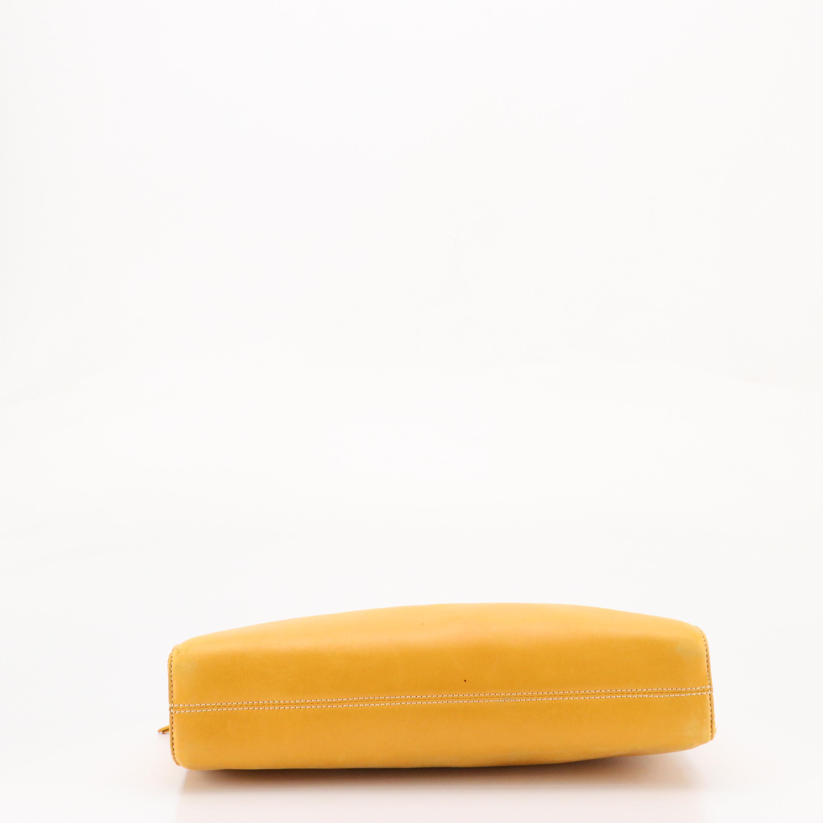 Loewe Rectangular Embossed Anagram Handbag in Mustard Yellow Lambskin Leather