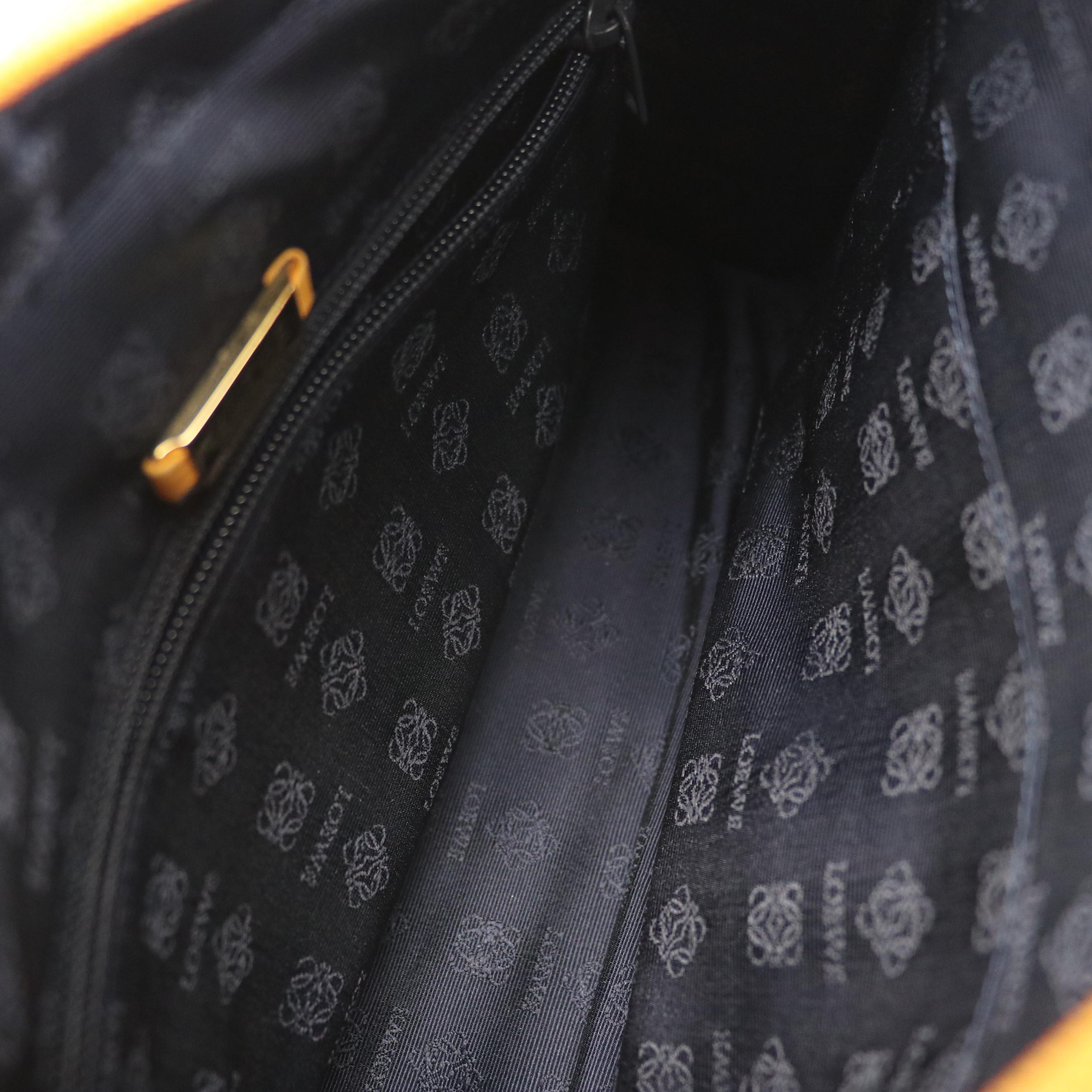 Loewe Rectangular Embossed Anagram Handbag in Mustard Yellow Lambskin Leather