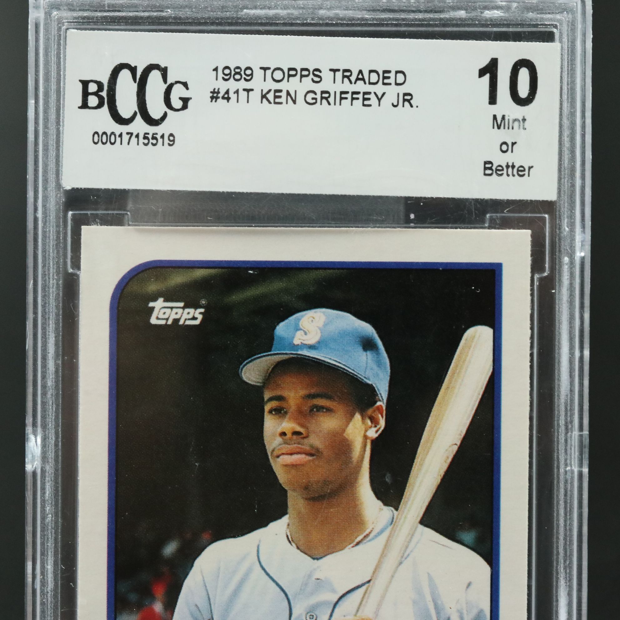 1989 Topps Traded Ken Griffey Jr. Seattle Mariners Rookie Card Graded BCCG 10
