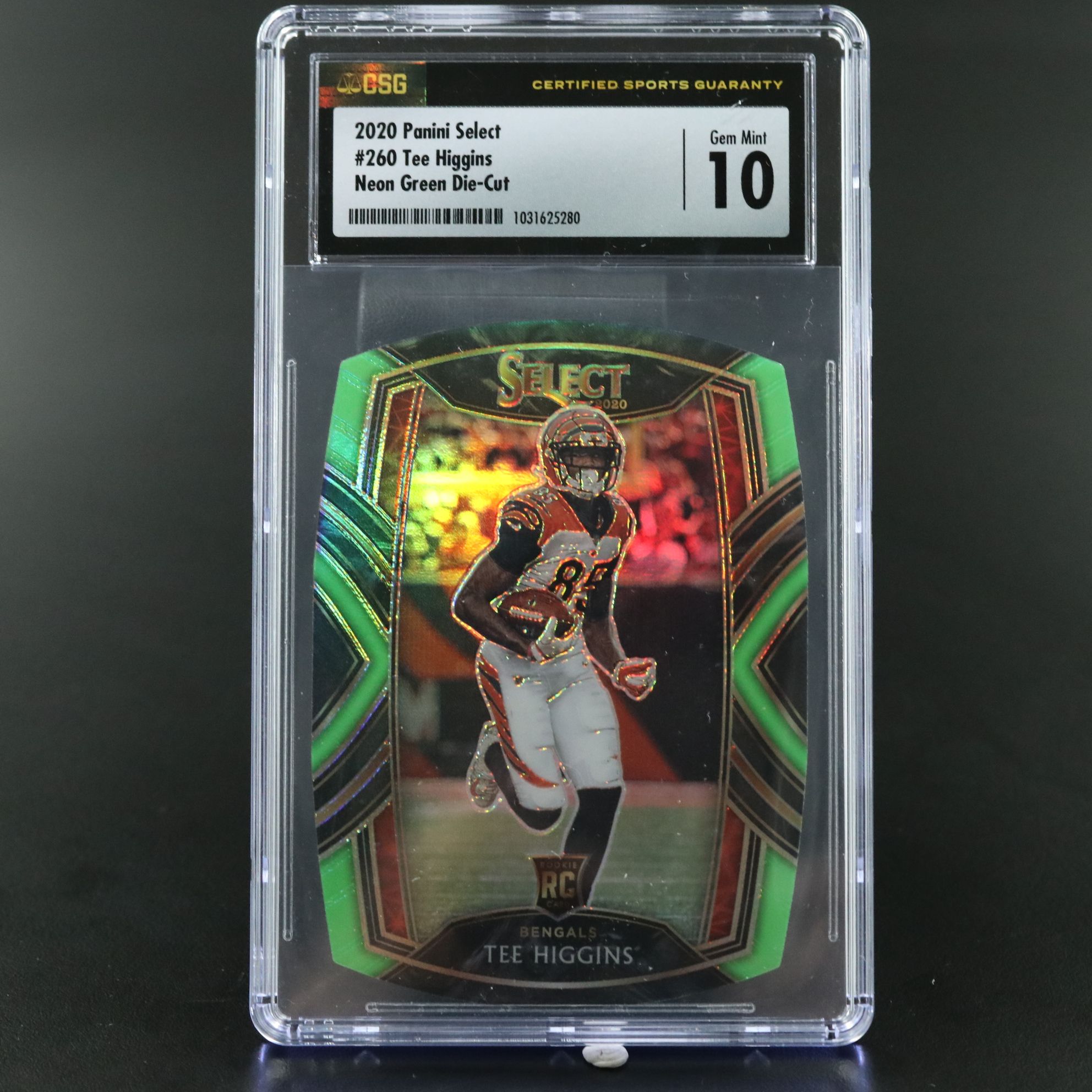 2020 Select Tee Higgins Neon Green Die-Cut Rookie Baseball Card Graded CSG 10