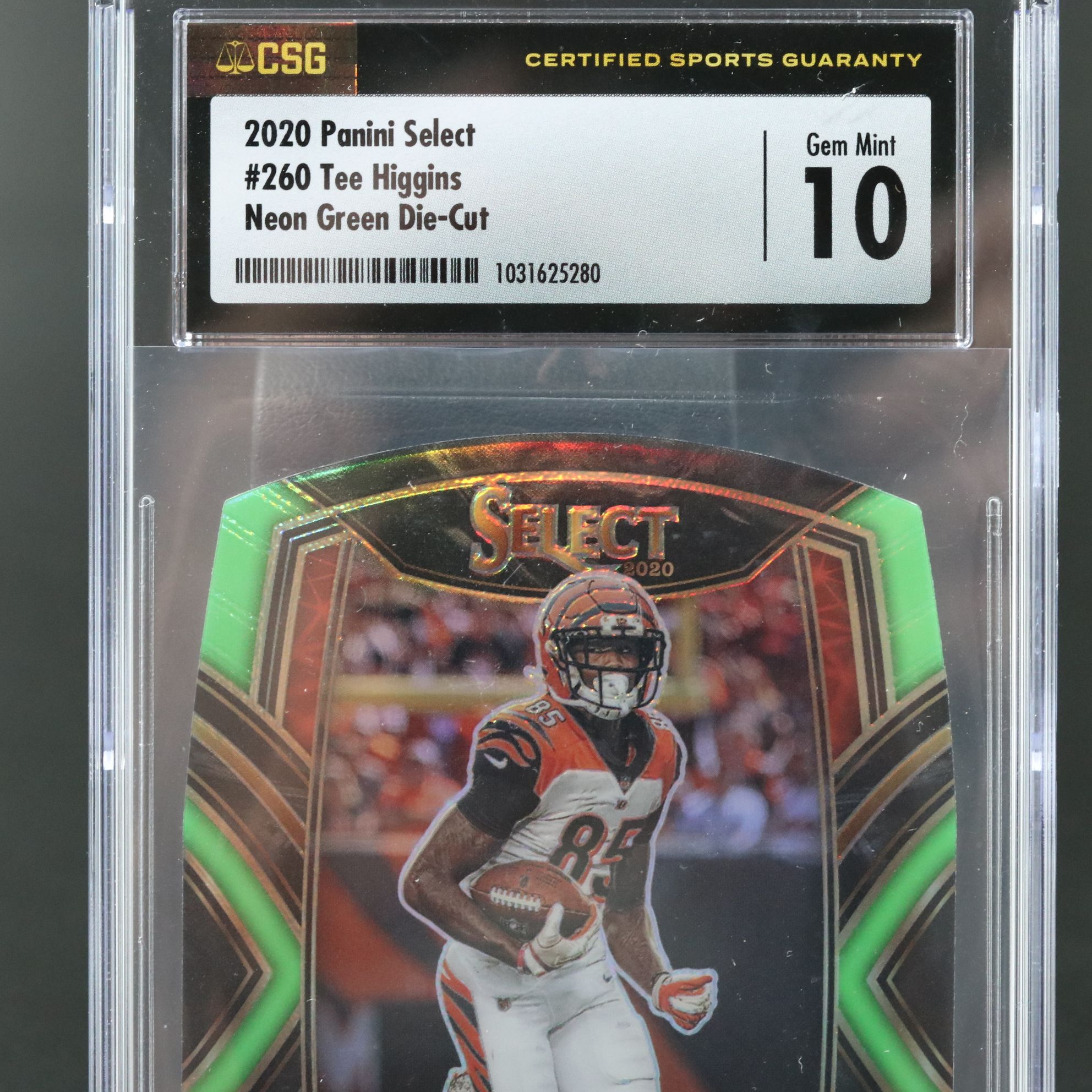 2020 Select Tee Higgins Neon Green Die-Cut Rookie Baseball Card Graded CSG 10