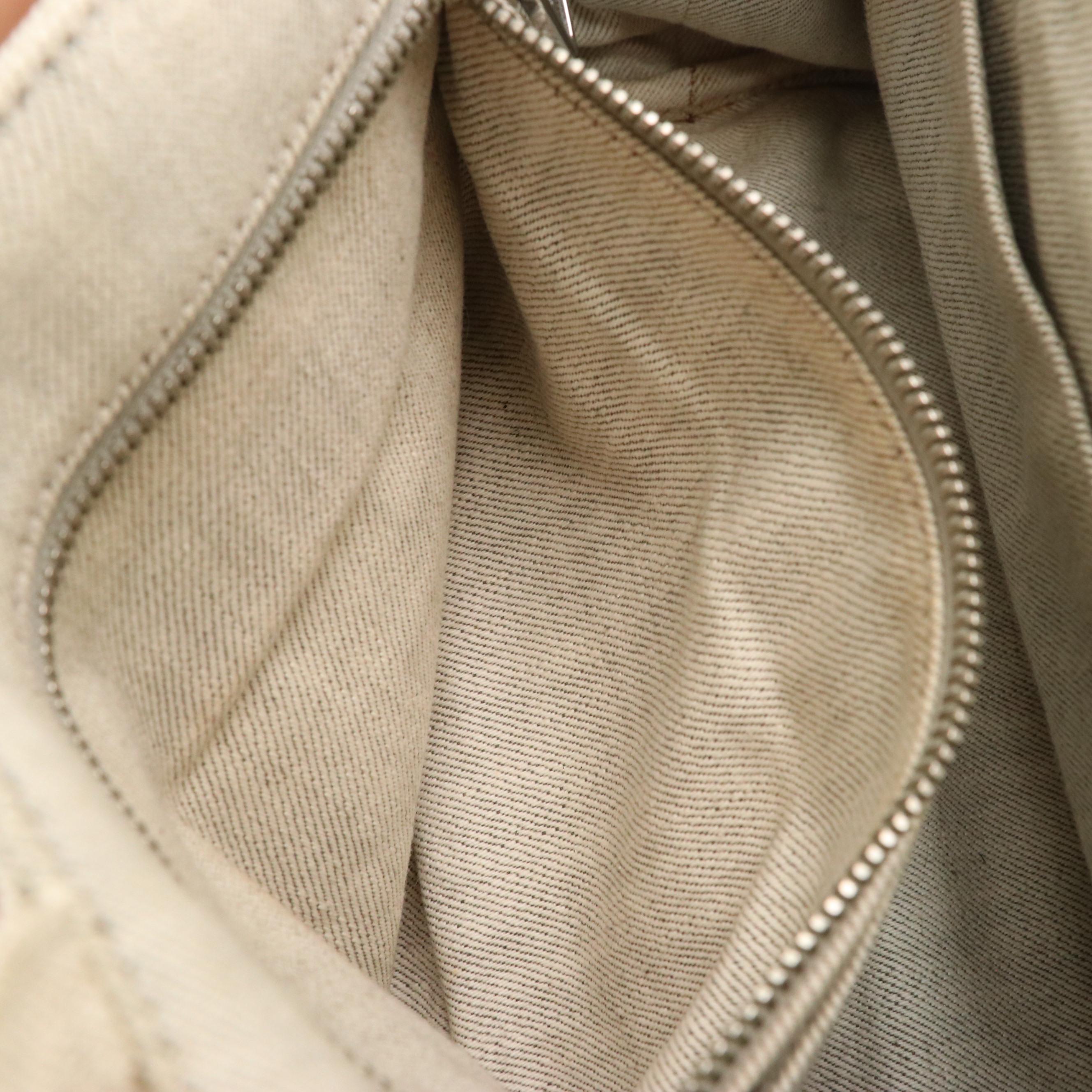 Prada Bijoux Embellished Canapa Tote in Faded Grey Canvas