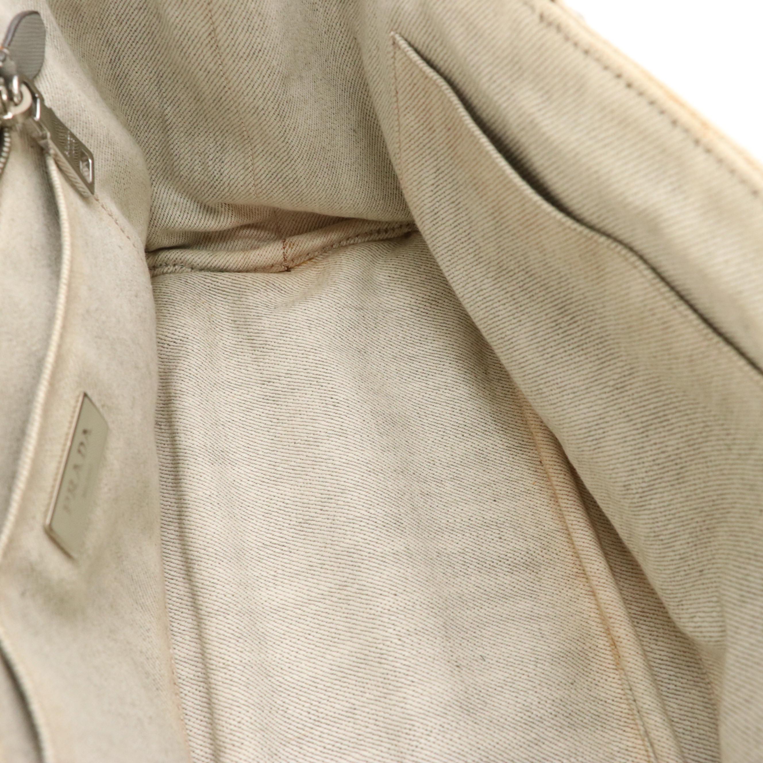 Prada Bijoux Embellished Canapa Tote in Faded Grey Canvas