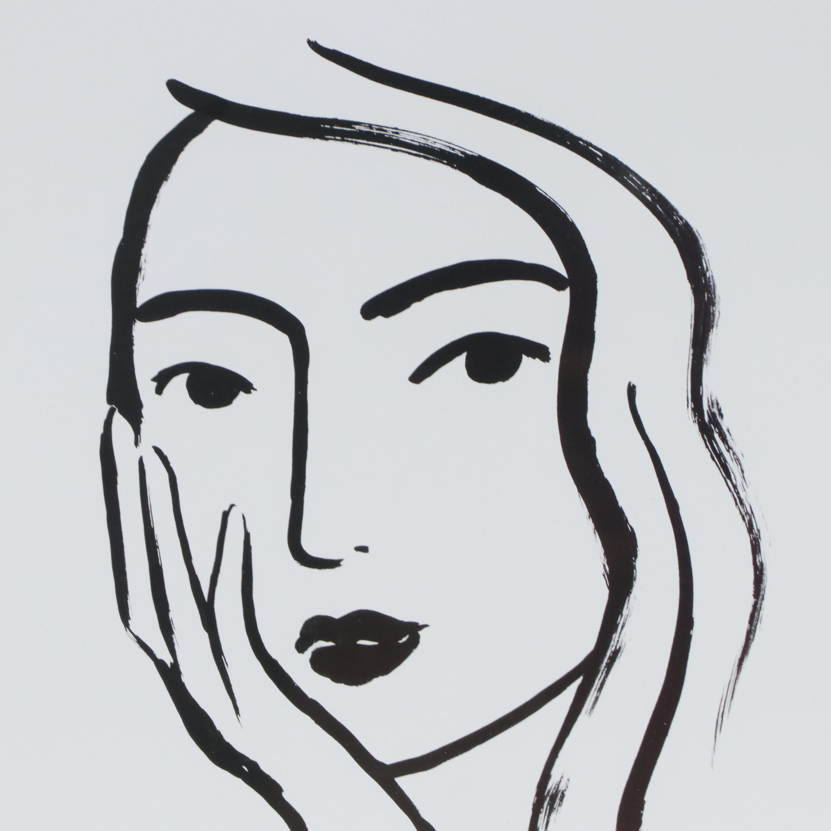 Offset Lithograph After Victoria Borges of Woman and Giclée of Lotus