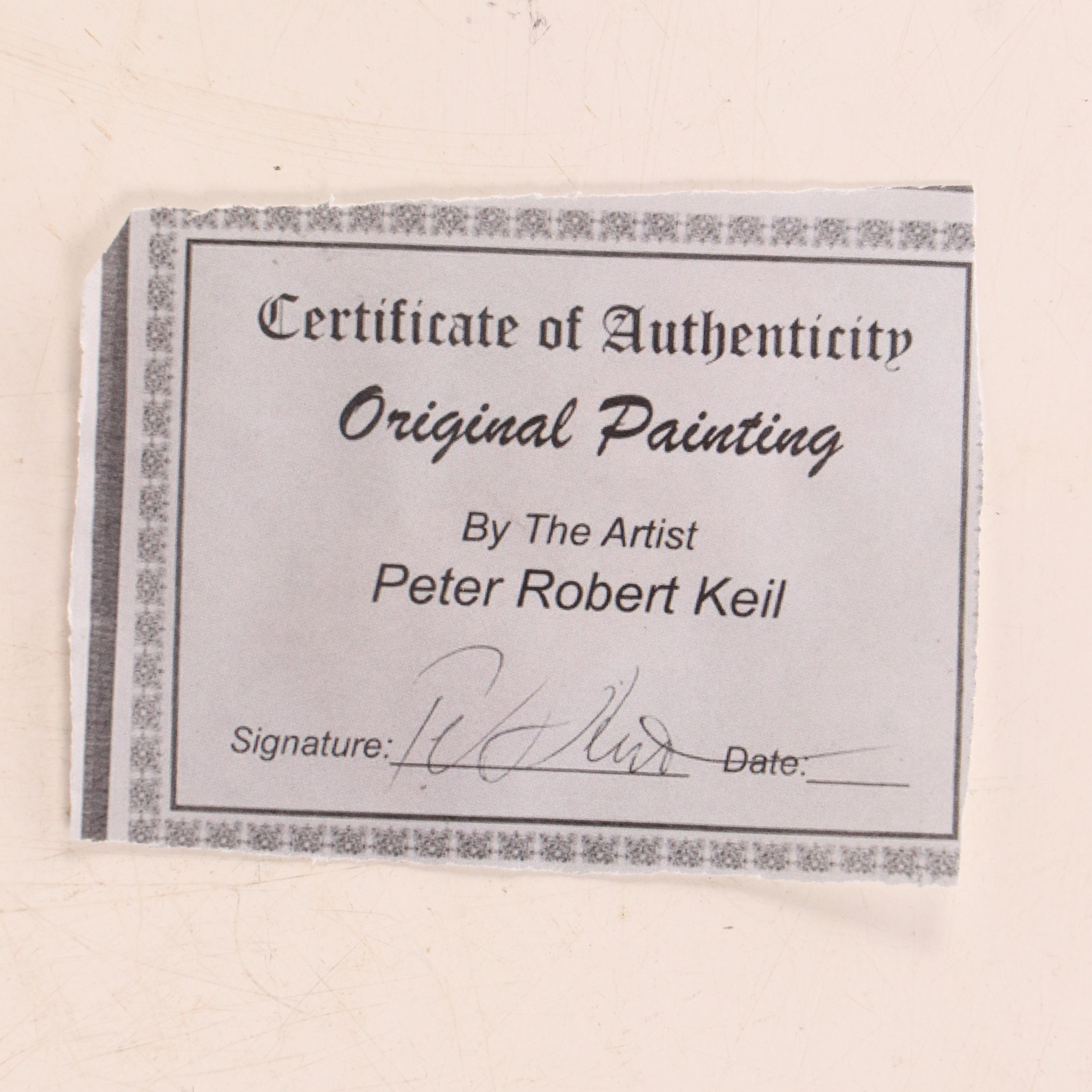 Peter Keil Acrylic on Skimboard Painting of Three Faces