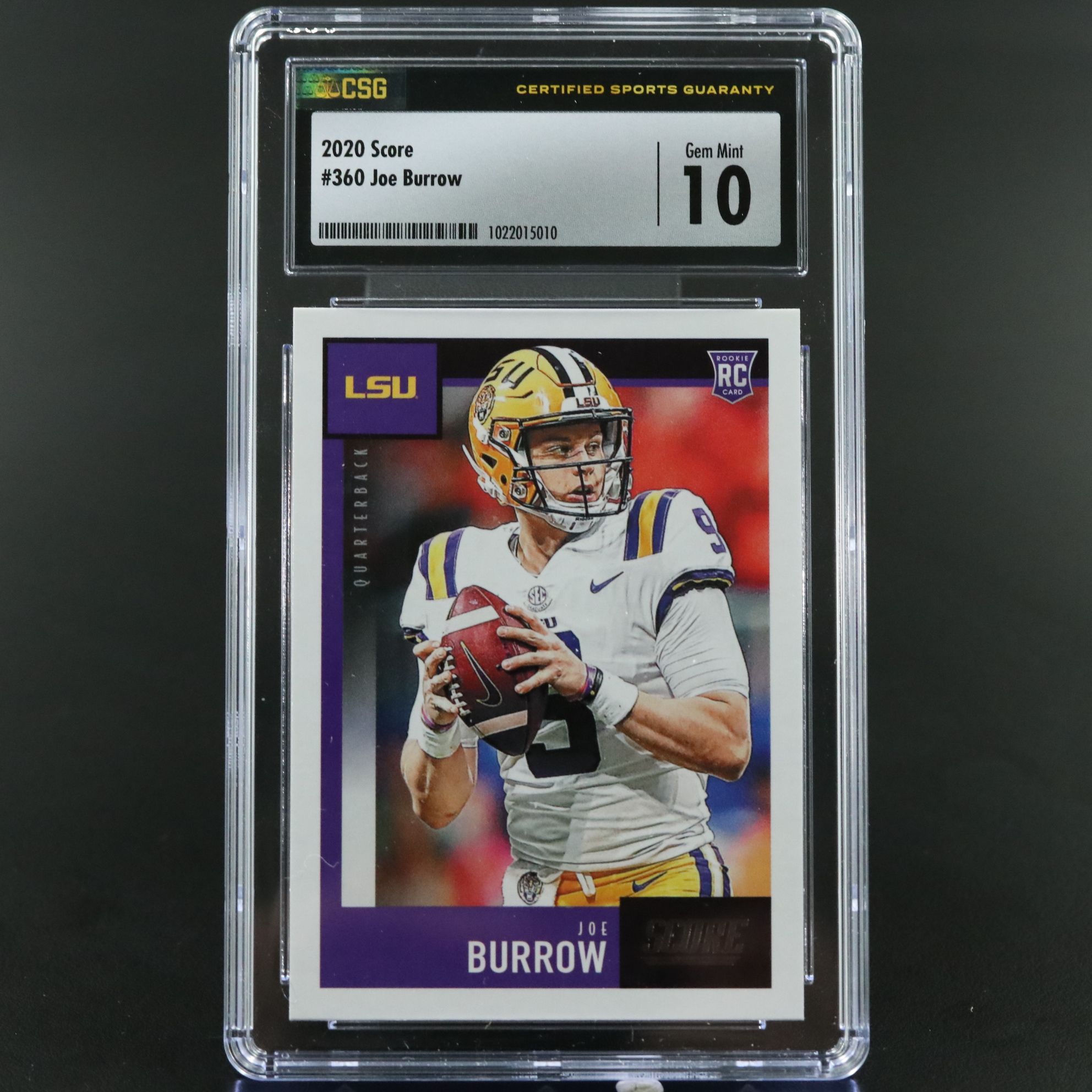 2020 Score Joe Burrow Rookie Football Card Graded CSG 10