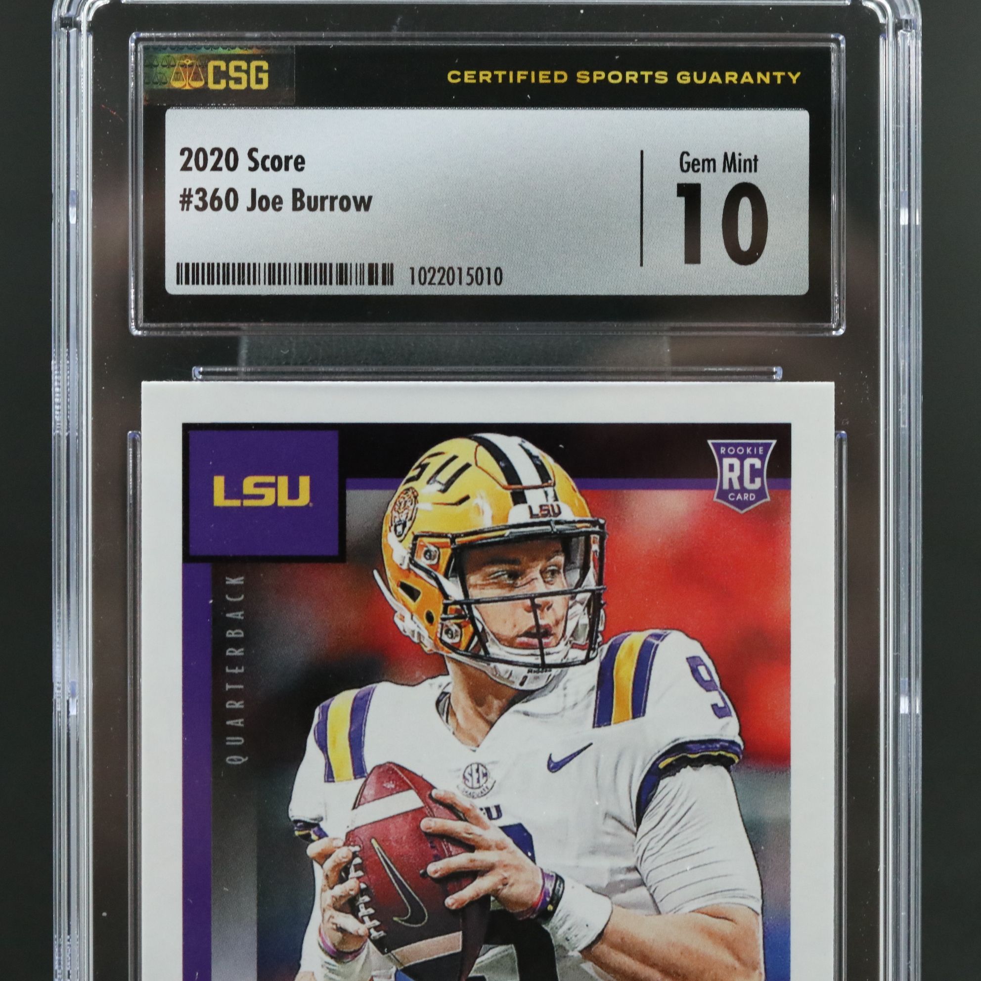 2020 Score Joe Burrow Rookie Football Card Graded CSG 10