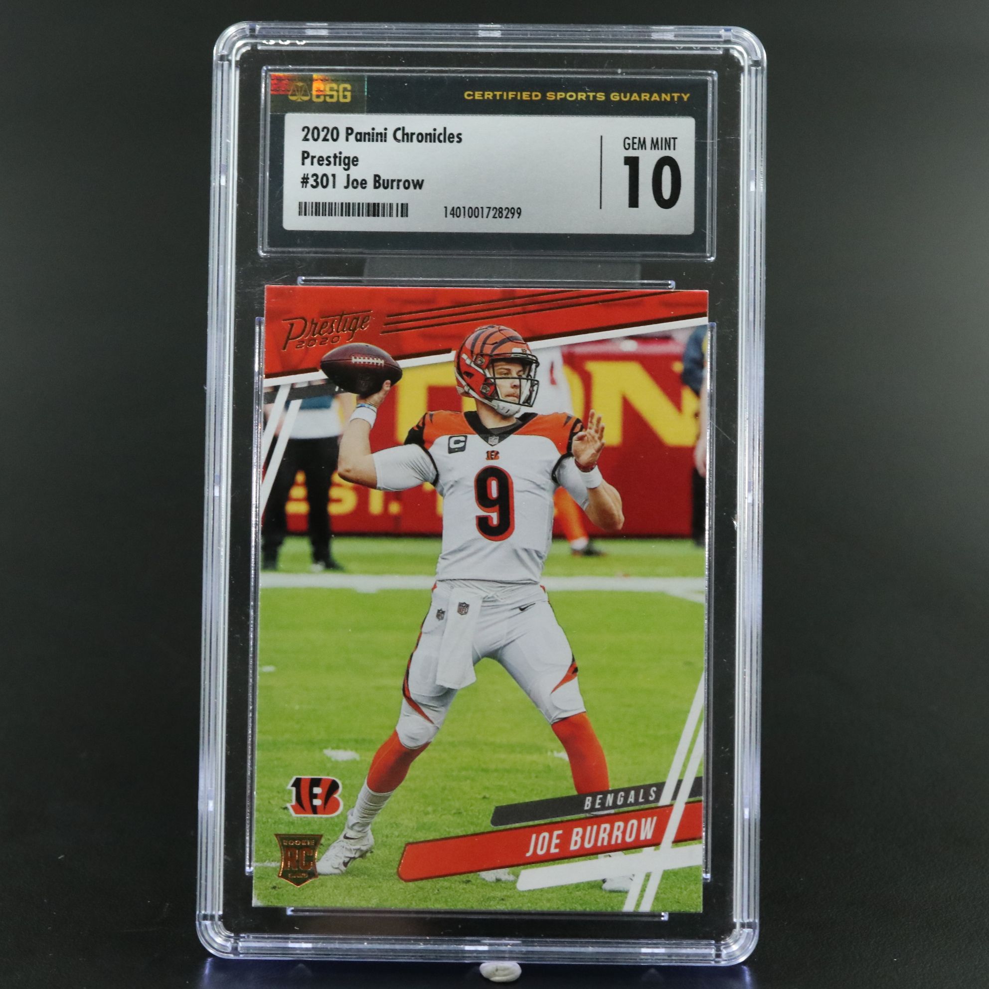 2020 Chronicles Prestige Joe Burrow Cincinnati Bengals Rookie Card Graded CSG 10
