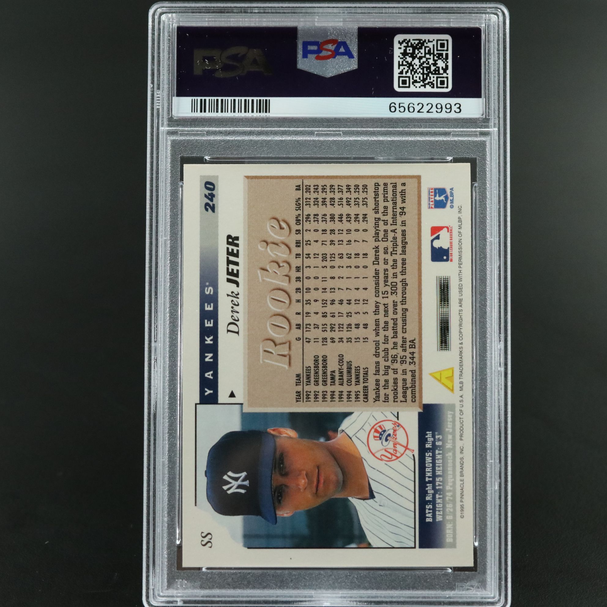 1996 Score Derek Jeter New York Yankees Rookie Baseball Card Graded PSA 9