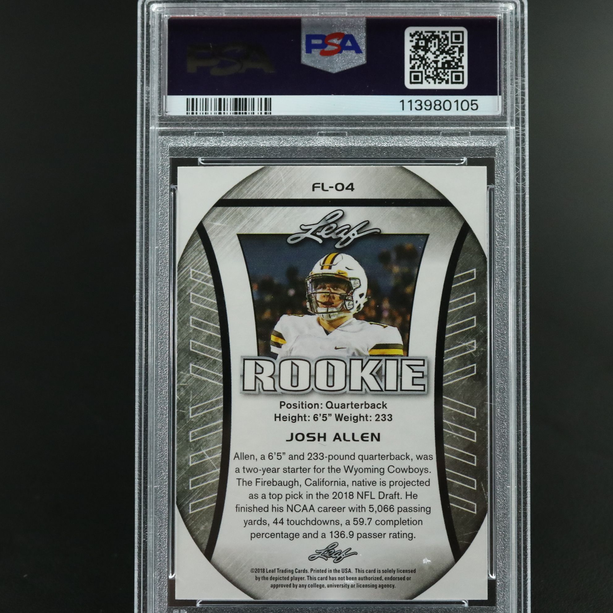 2018 Leaf Special Release Josh Allen Exclusive Edition Flags Rookie Card PSA 10