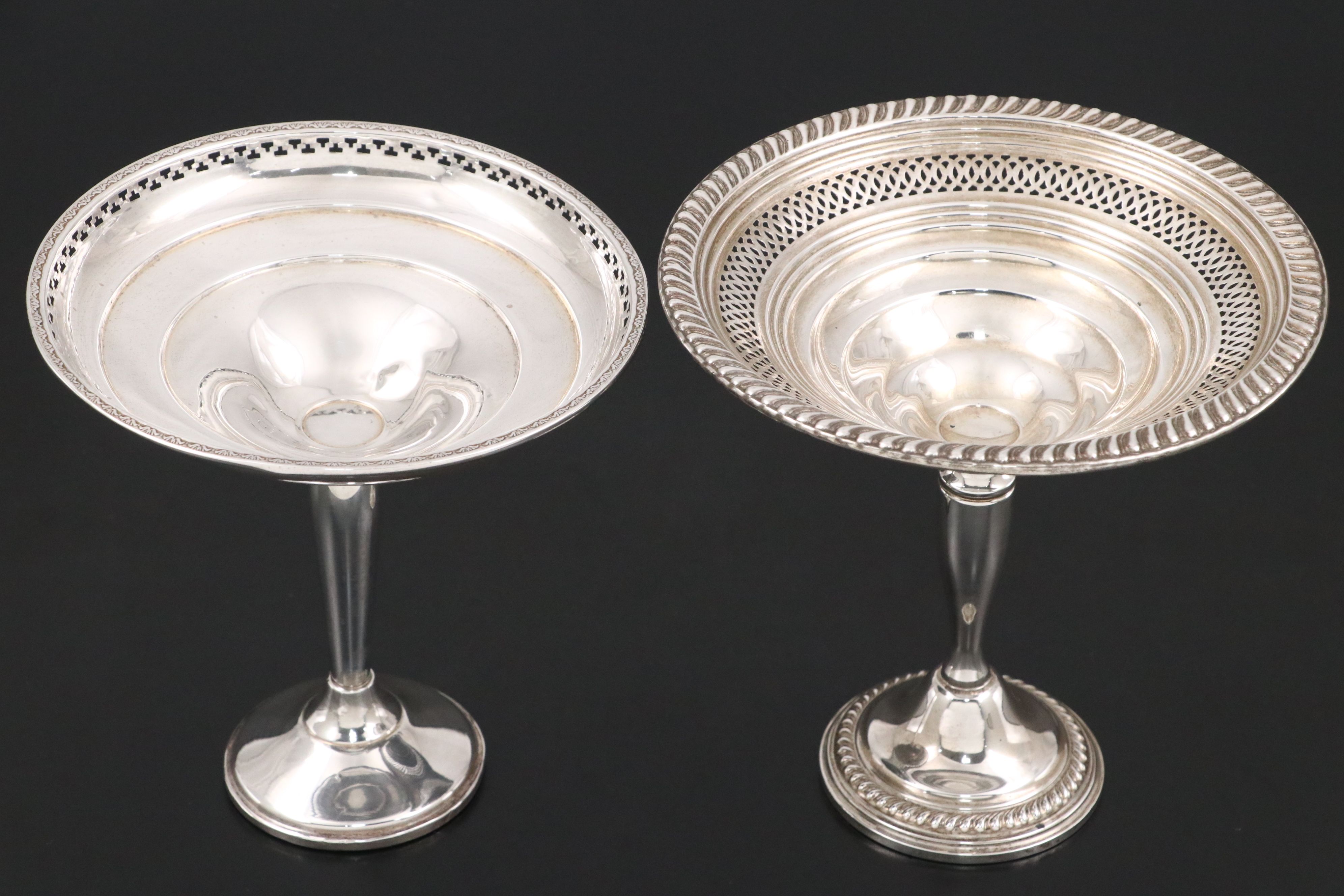 Roger Sterling Silver Pierced Bowl with Sterling Silver Weighted Compotes