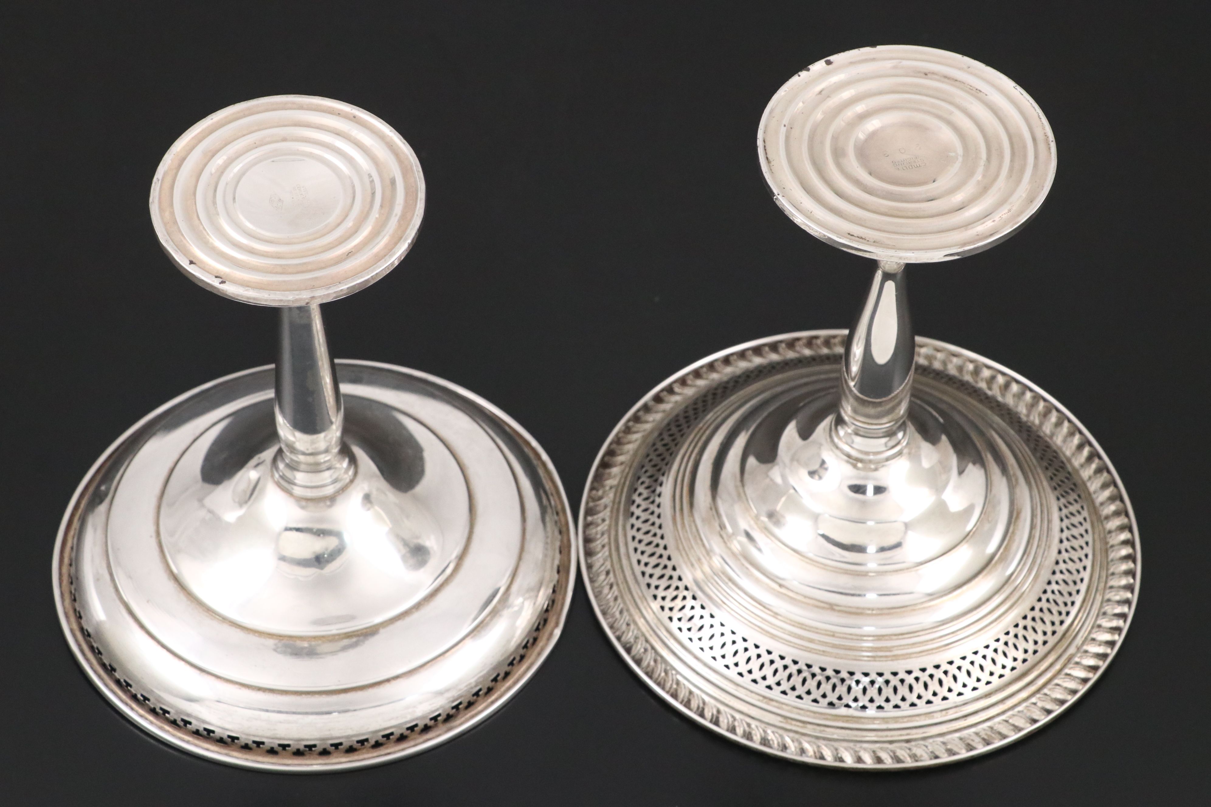 Roger Sterling Silver Pierced Bowl with Sterling Silver Weighted Compotes