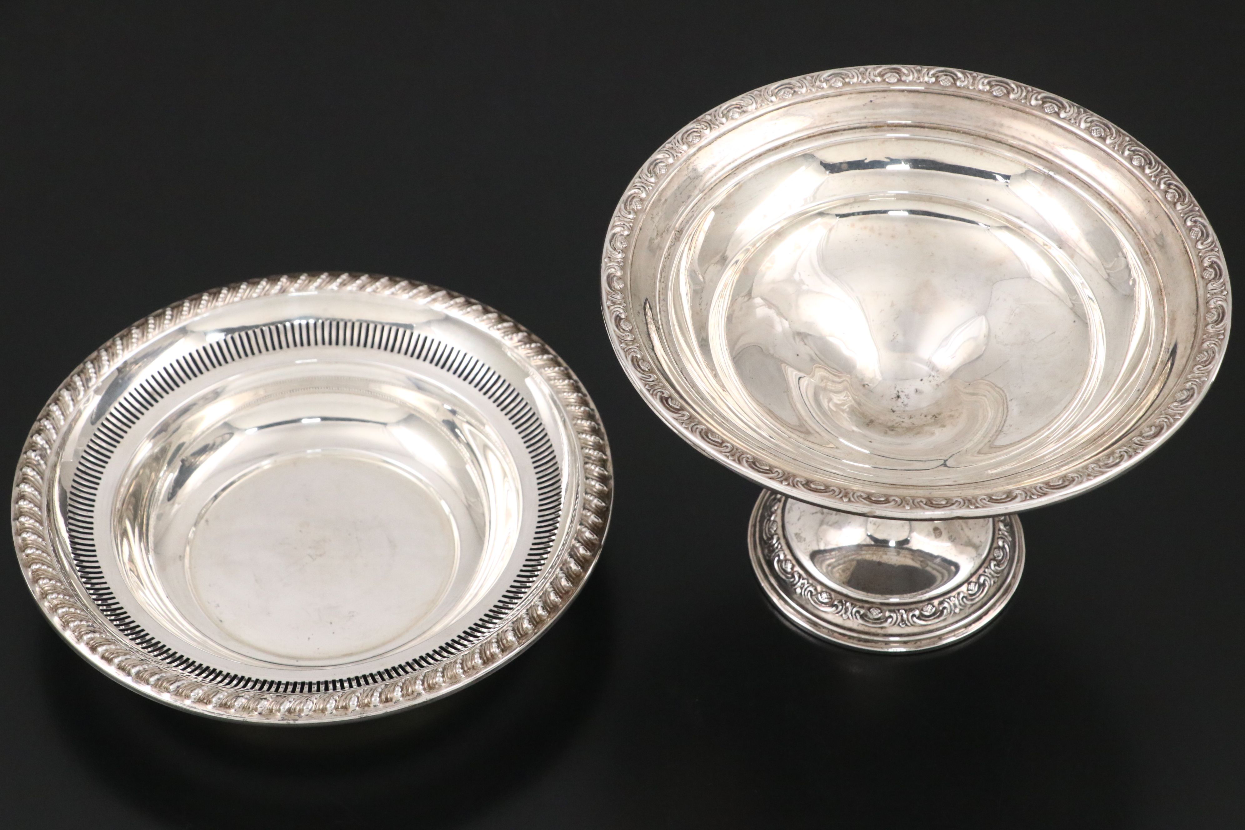 Roger Sterling Silver Pierced Bowl with Sterling Silver Weighted Compotes