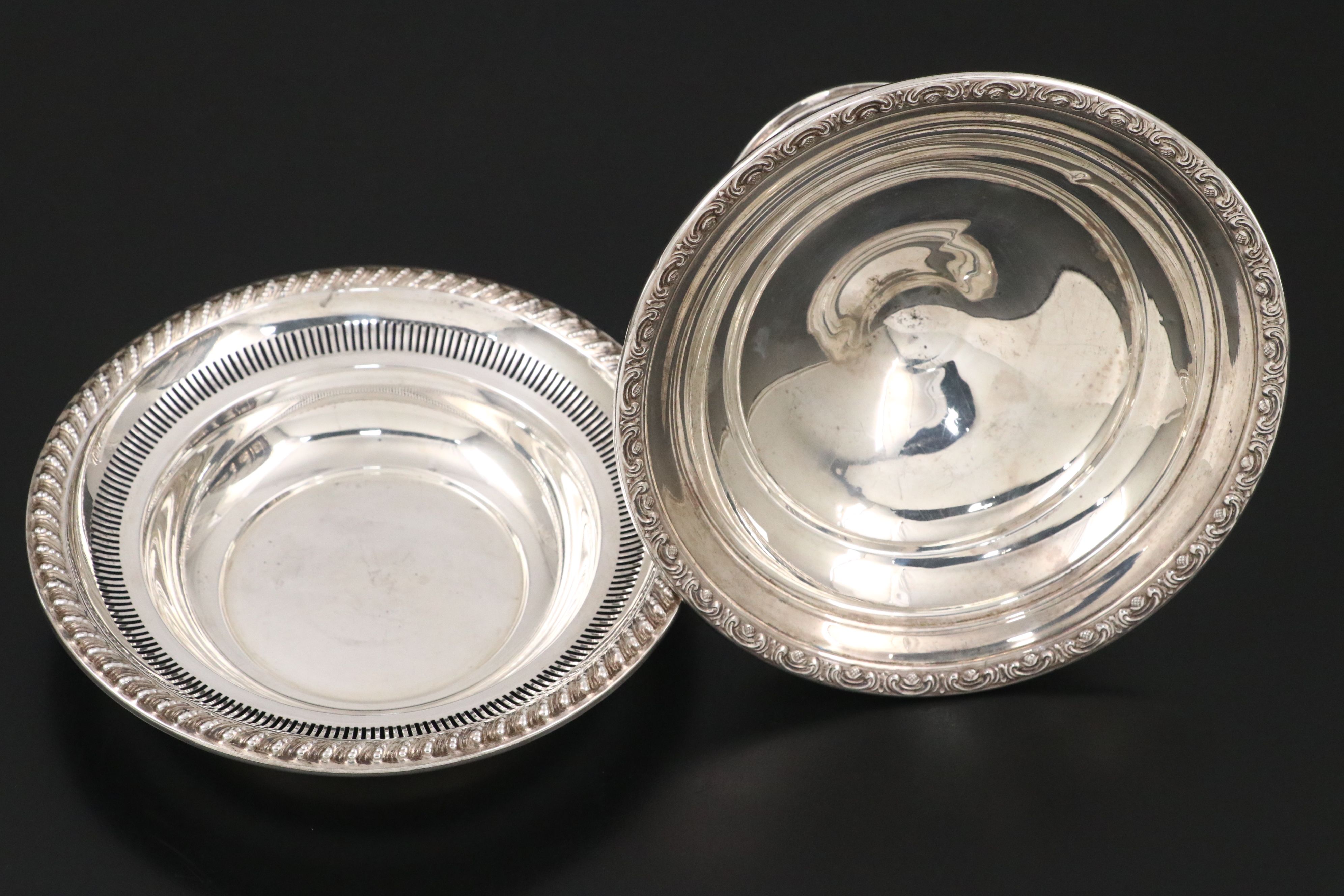 Roger Sterling Silver Pierced Bowl with Sterling Silver Weighted Compotes