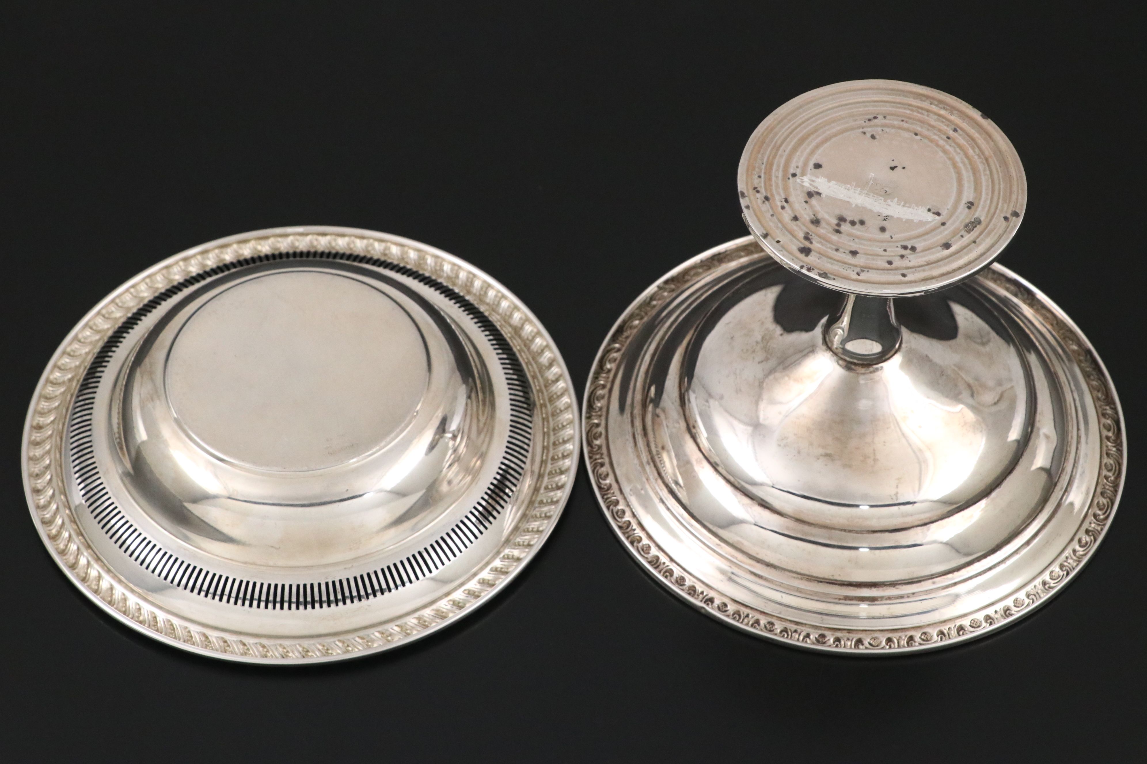 Roger Sterling Silver Pierced Bowl with Sterling Silver Weighted Compotes