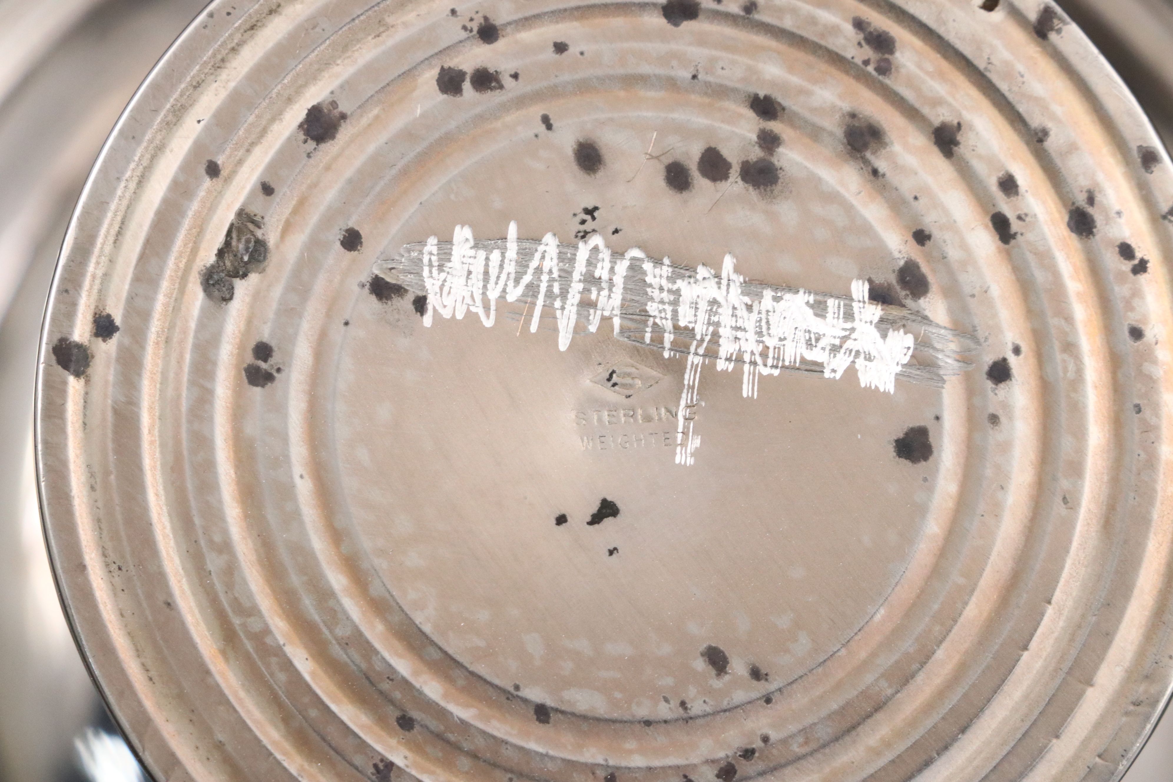 Roger Sterling Silver Pierced Bowl with Sterling Silver Weighted Compotes