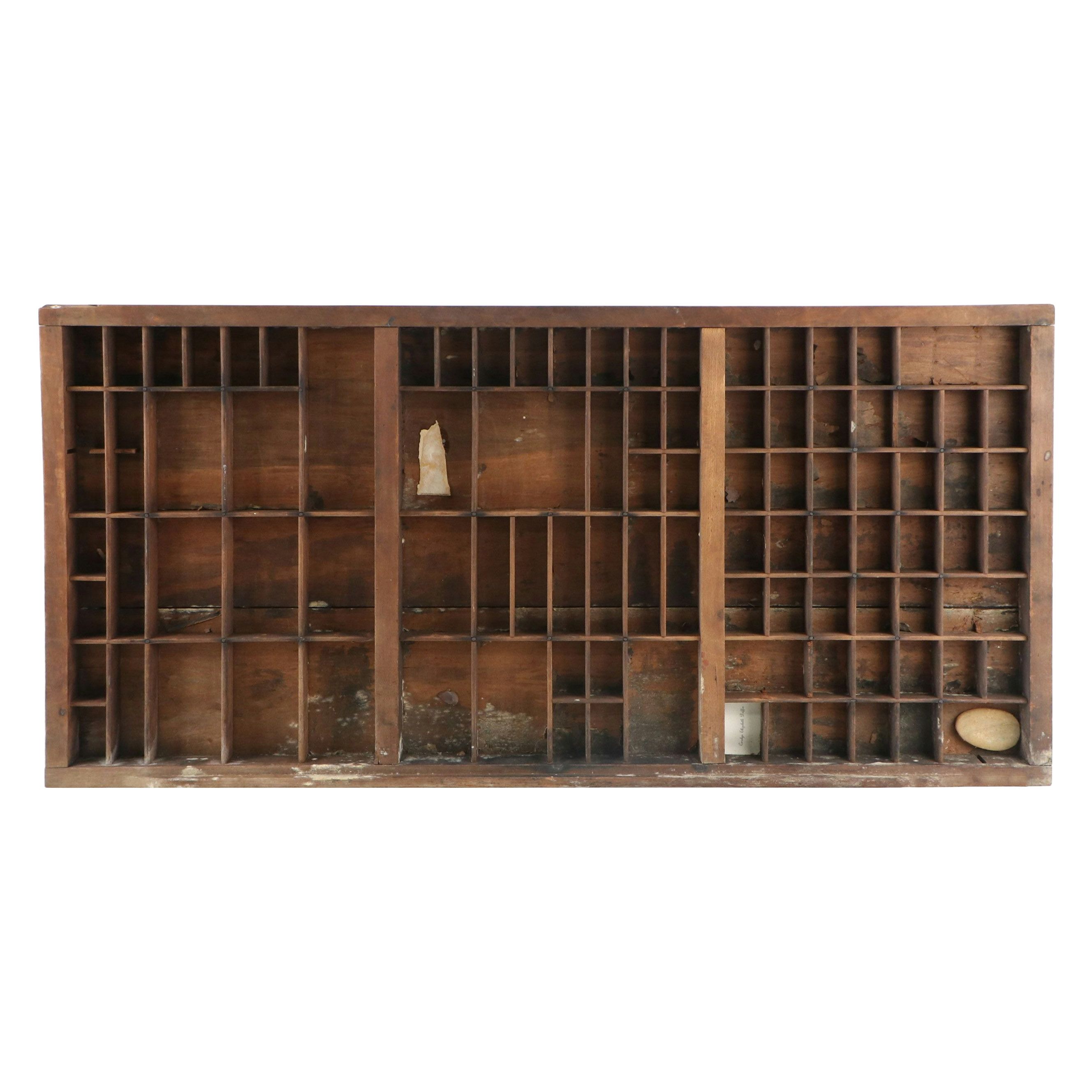 Wooden Printer's Letterpress Tray Converted Wall Hanging Display Shelf