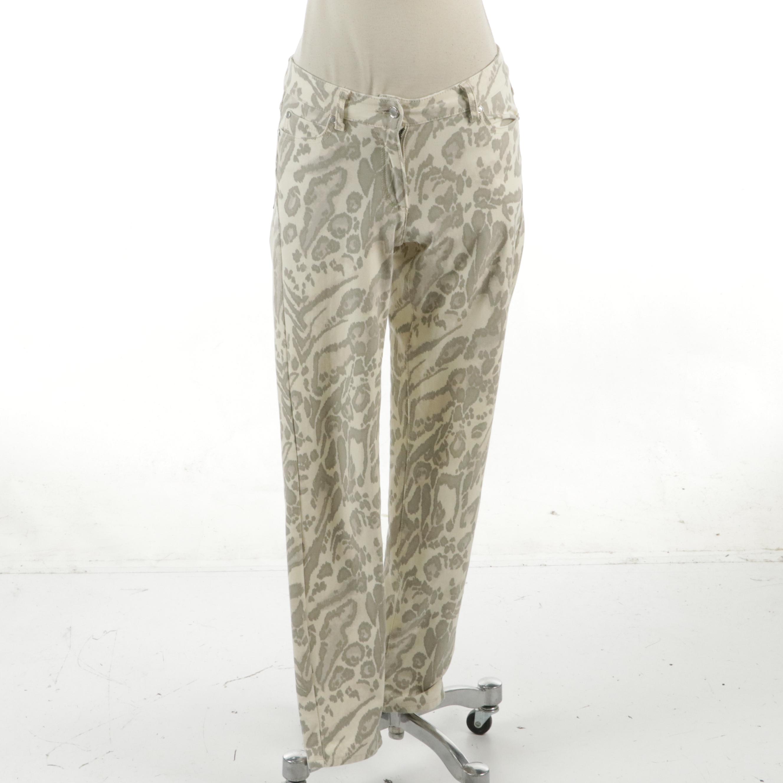 Vince. Silk Long Sleeve Shift Dress and J. McLaughlin Printed Denim Jeans