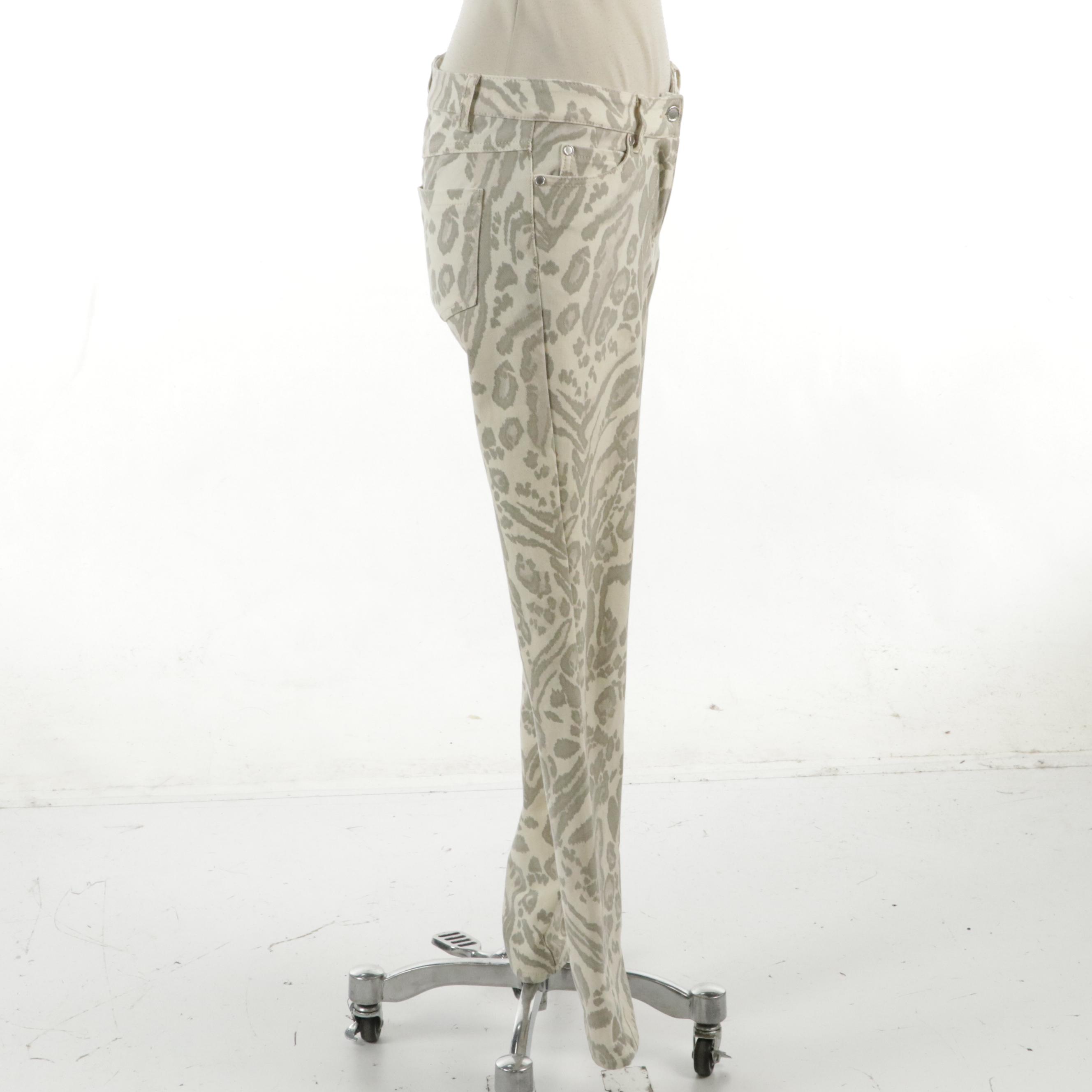 Vince. Silk Long Sleeve Shift Dress and J. McLaughlin Printed Denim Jeans