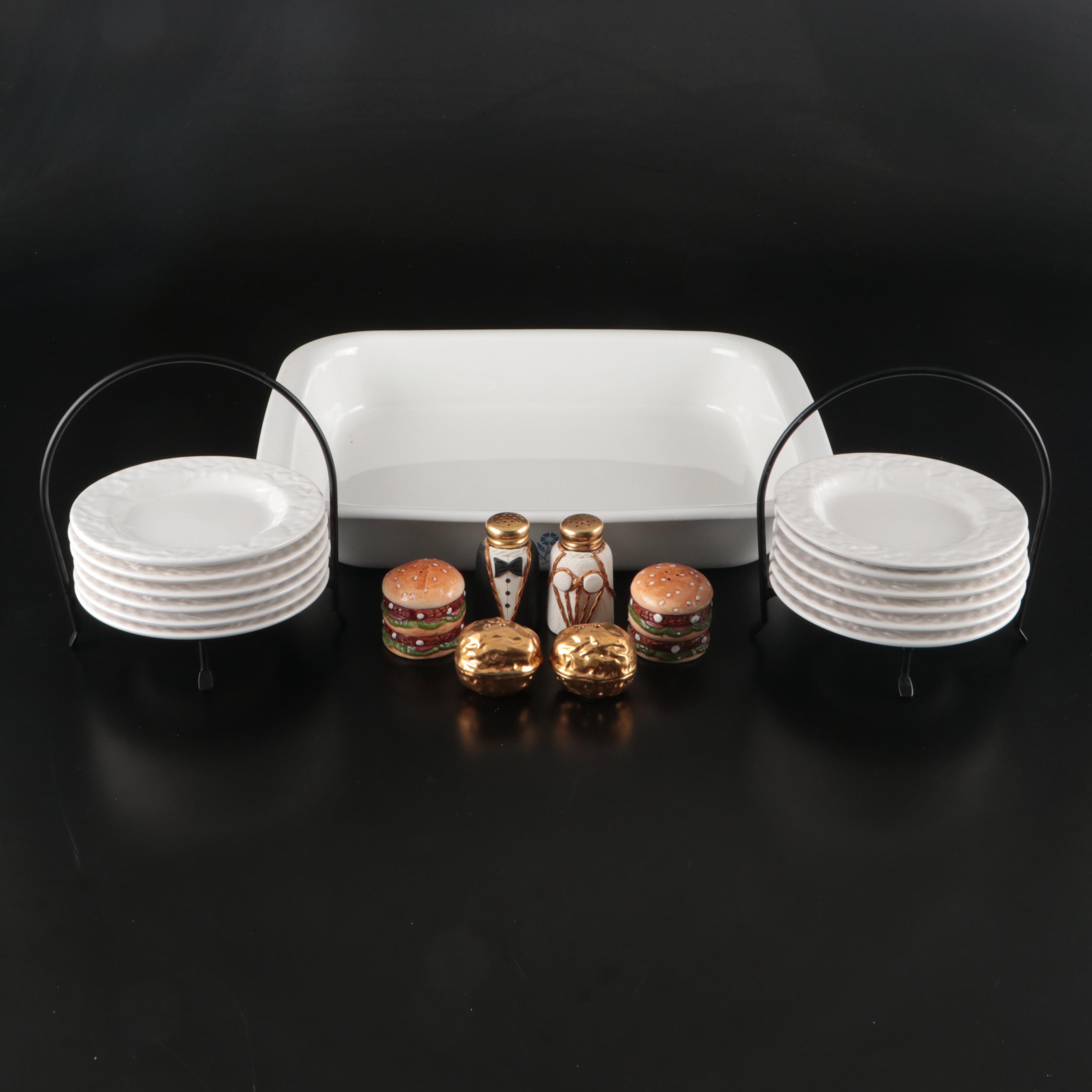 Corning Ware Ceramic Casserole with Other Glass and Ceramic Table Accessories