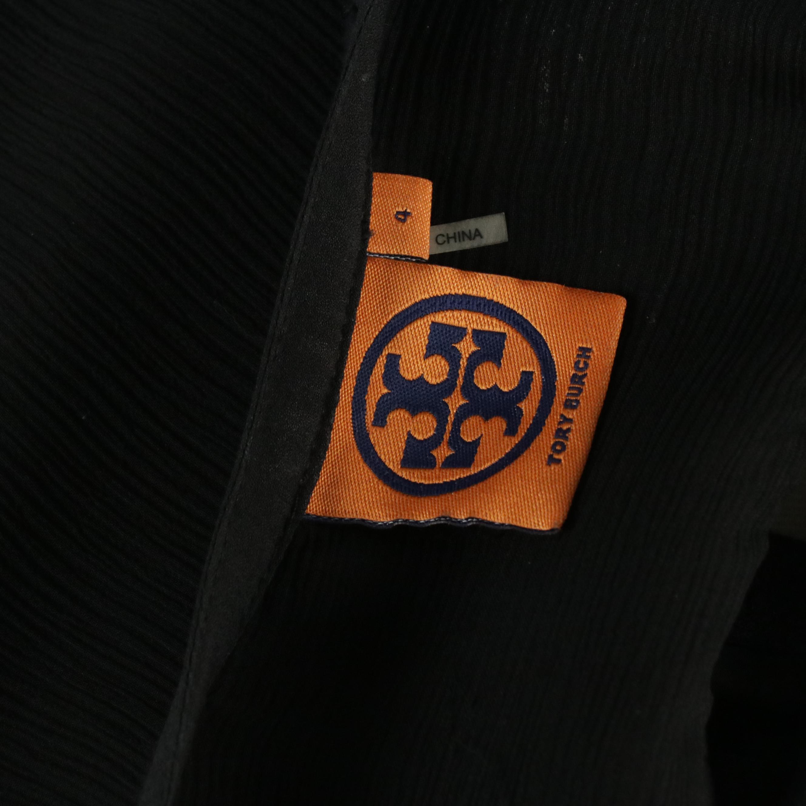 Tory Burch Black Silk and Wool Blend Knit Long Sleeve Cocktail Dress