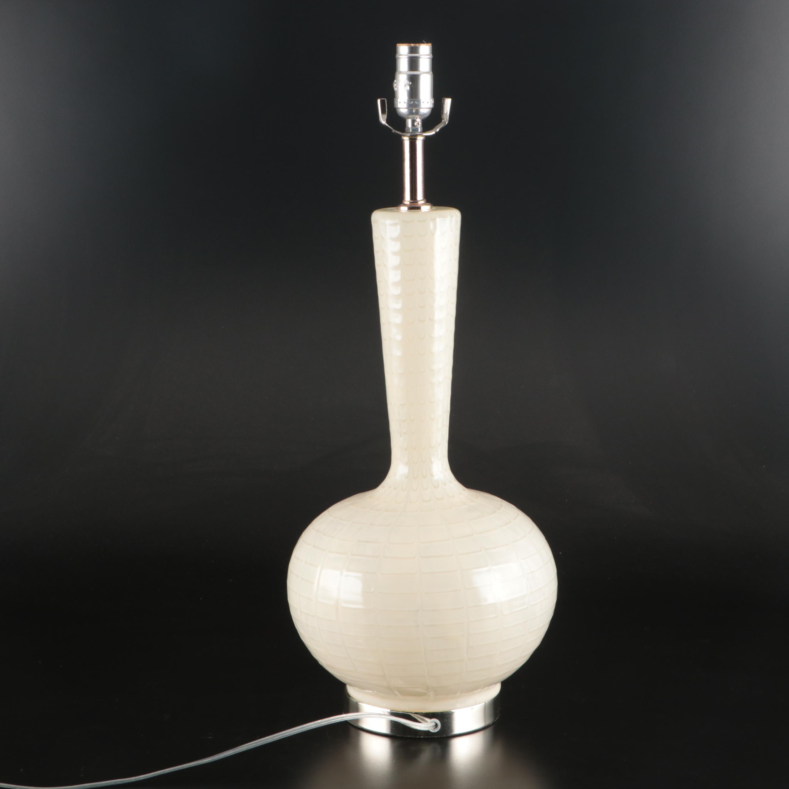 Mid Century Modern Feathered Glass Table Lamp