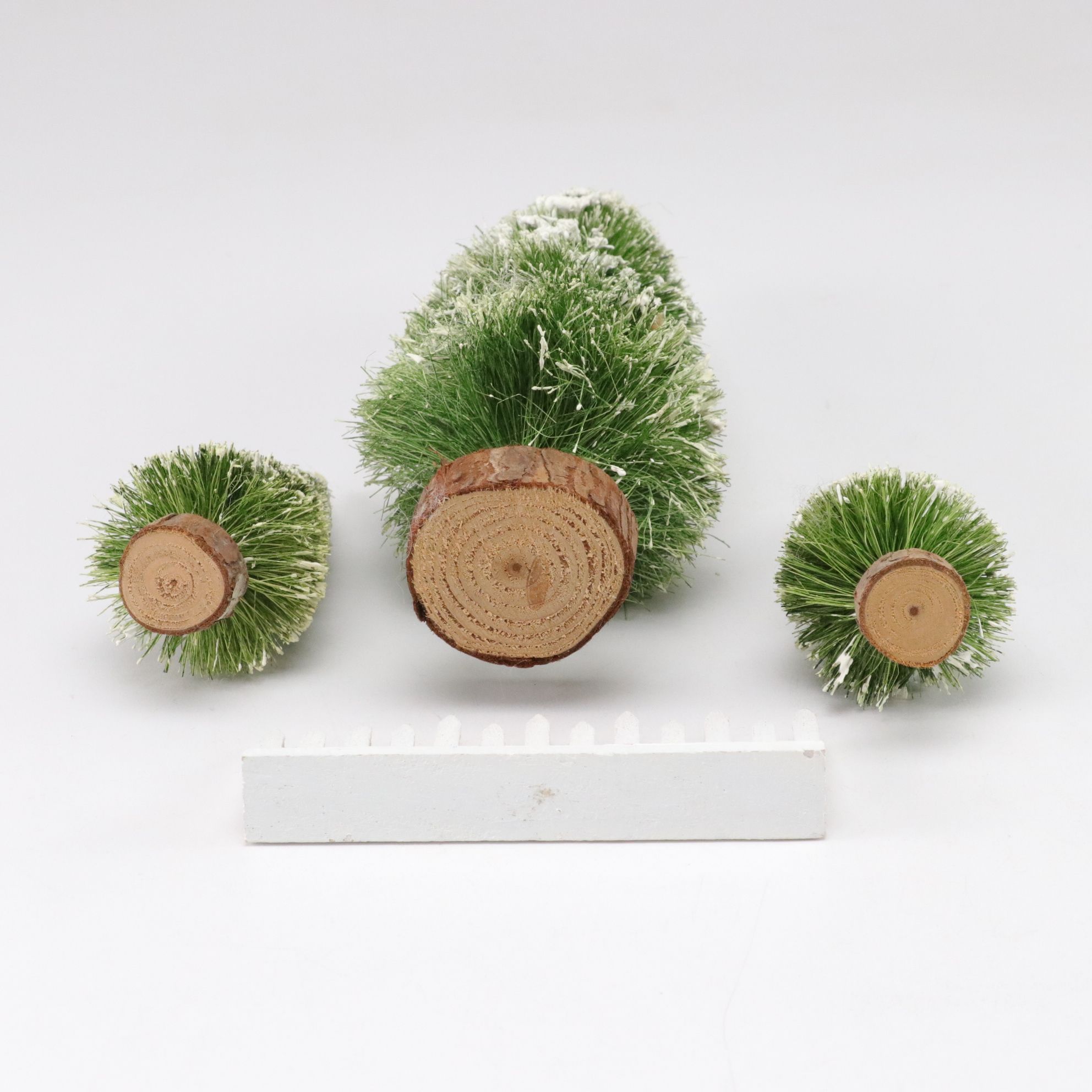 Putz Style Christmas Village Houses with Frosted Tree Decor