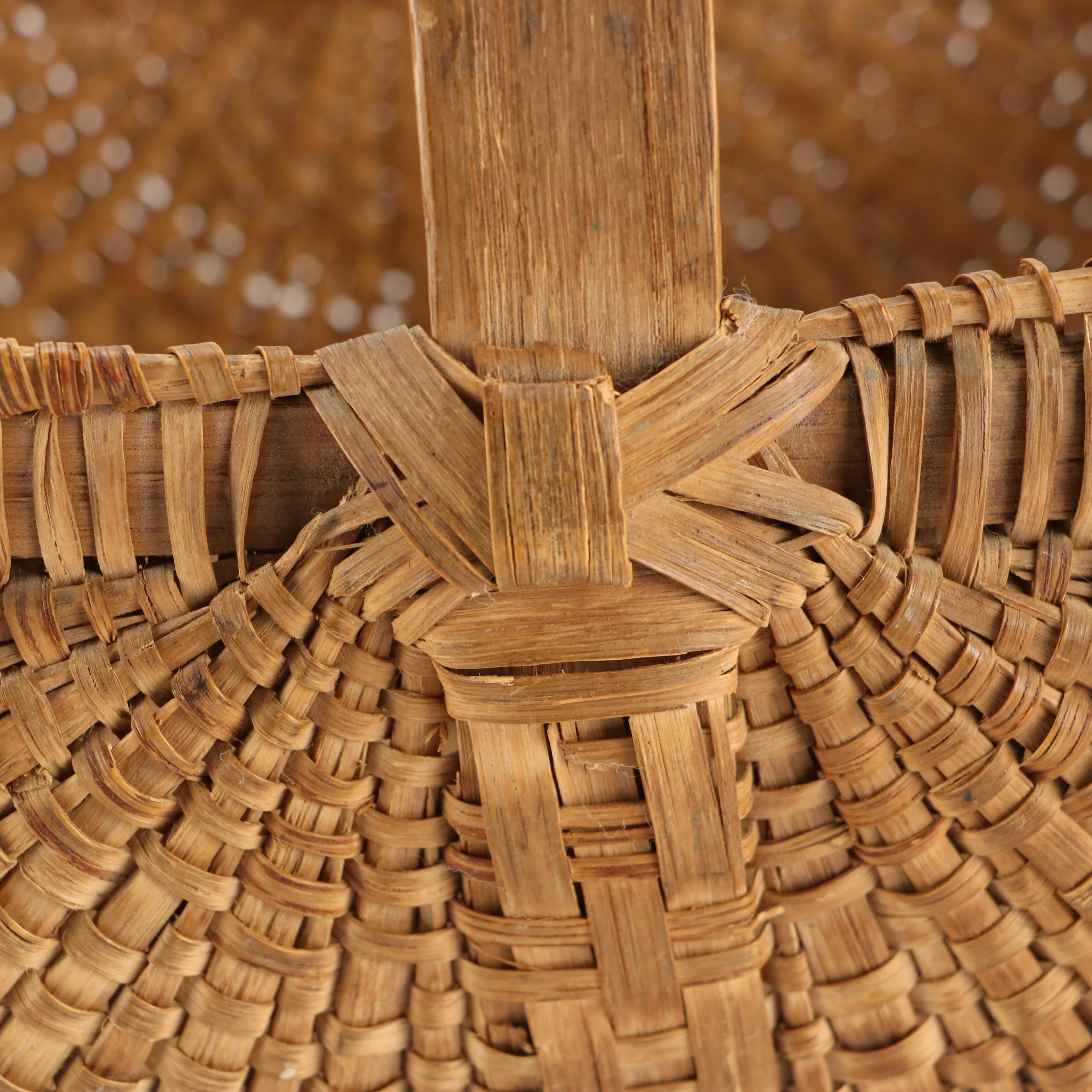 Primitive Style Splint Oak Gathering Basket, 20th Century