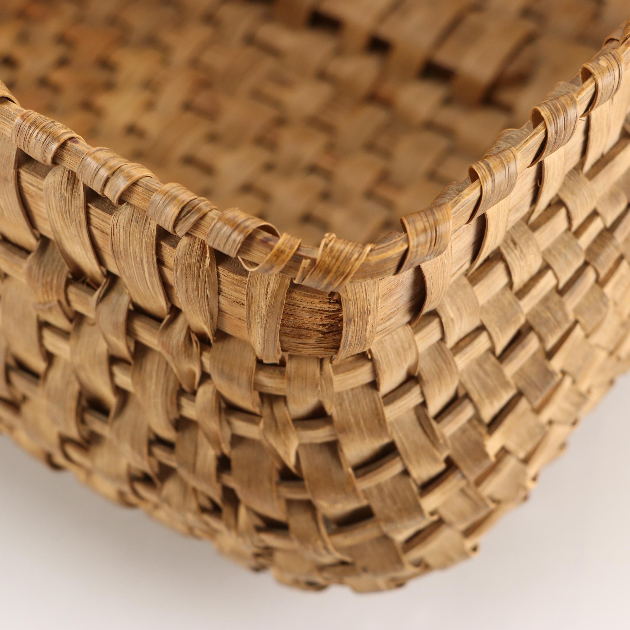 Primitive Style Splint Oak Gathering Basket, 20th Century