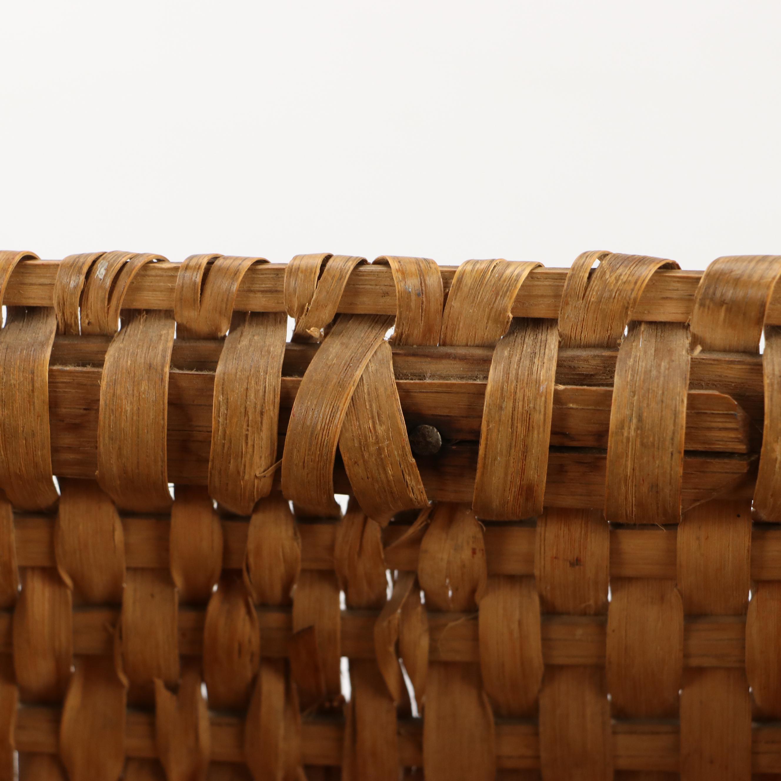 Primitive Style Splint Oak Gathering Basket, 20th Century