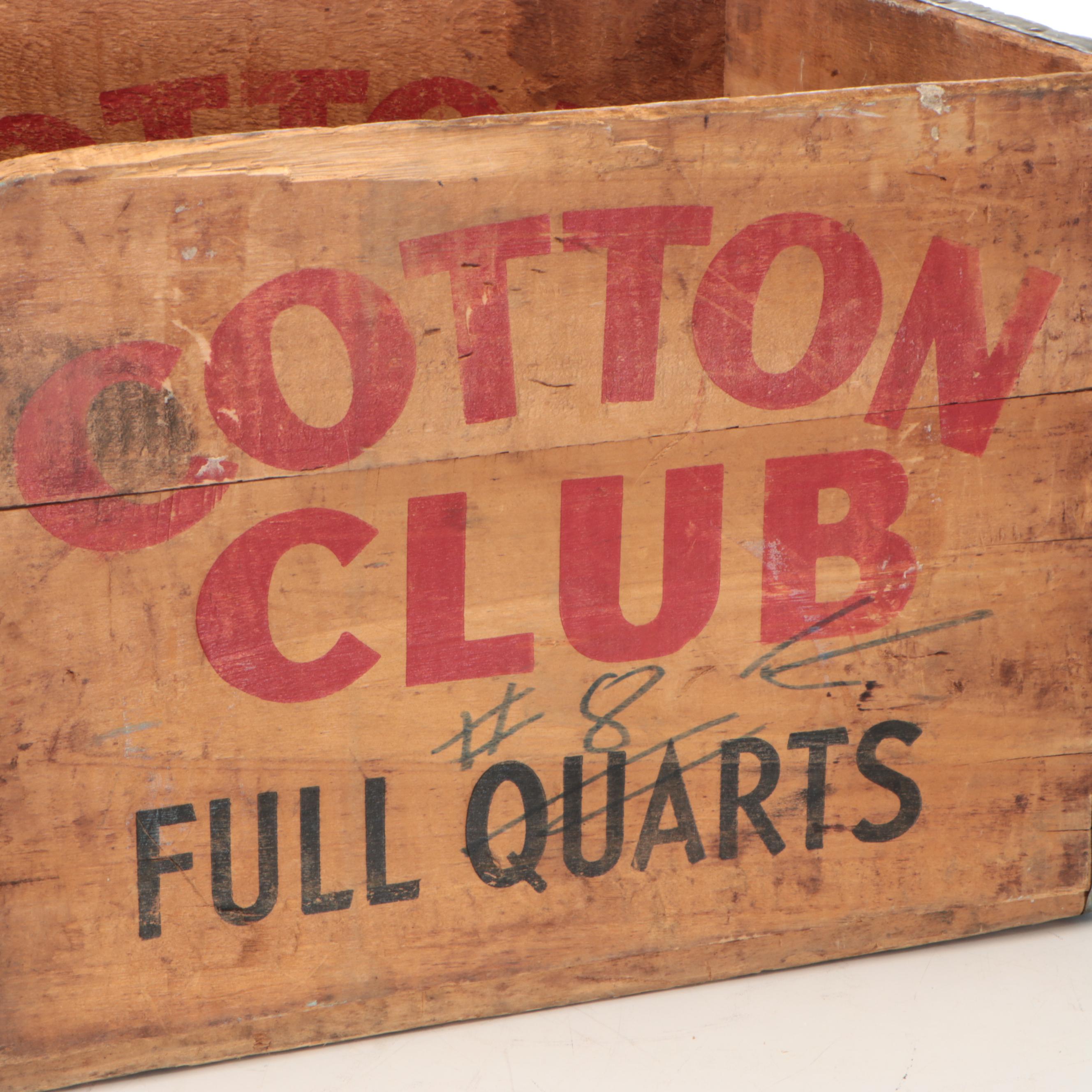 Cotton Club Wooden Advertising Crate, Mid-20th Century