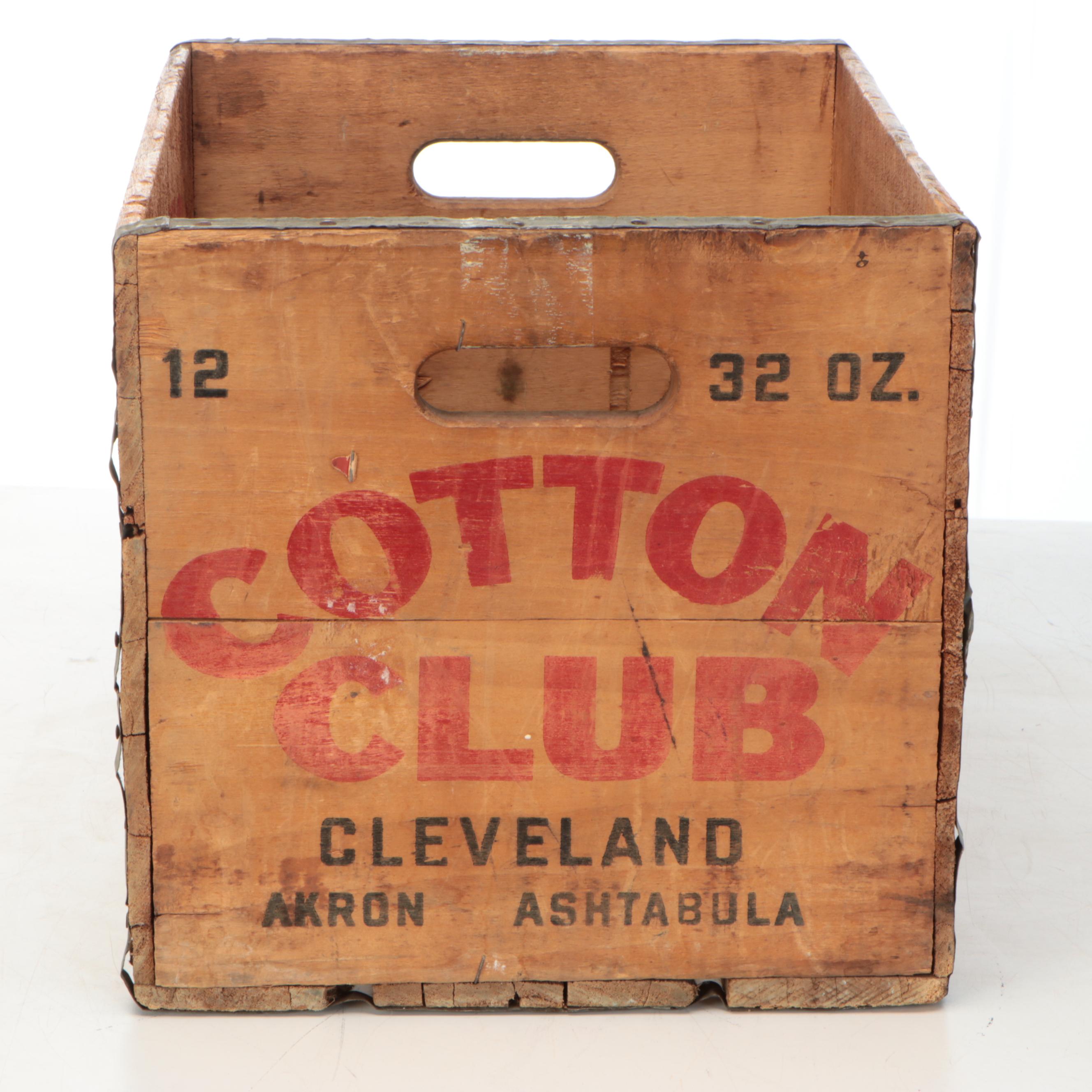 Cotton Club Wooden Advertising Crate, Mid-20th Century