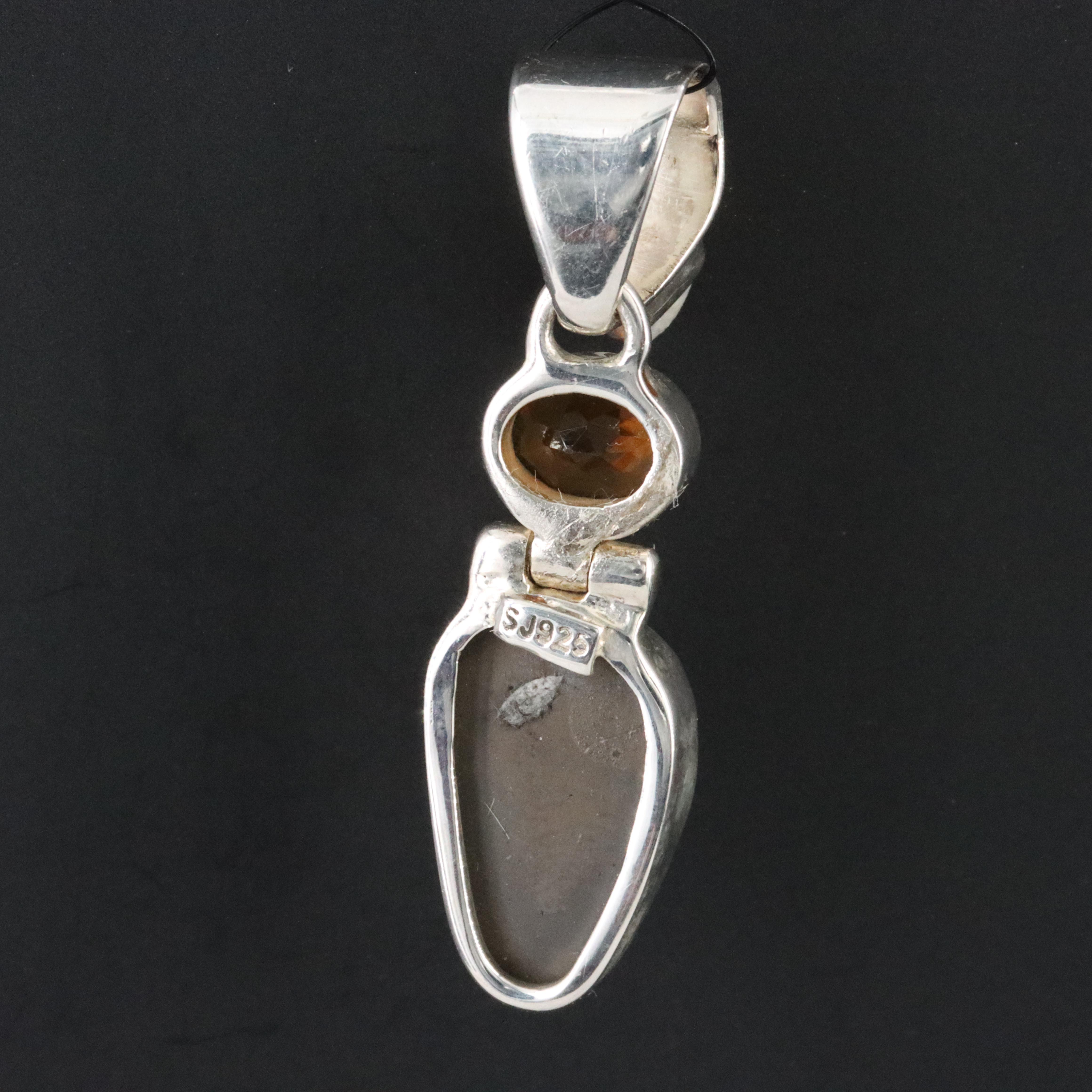 Sterling Ammolite and Citrine Pendant