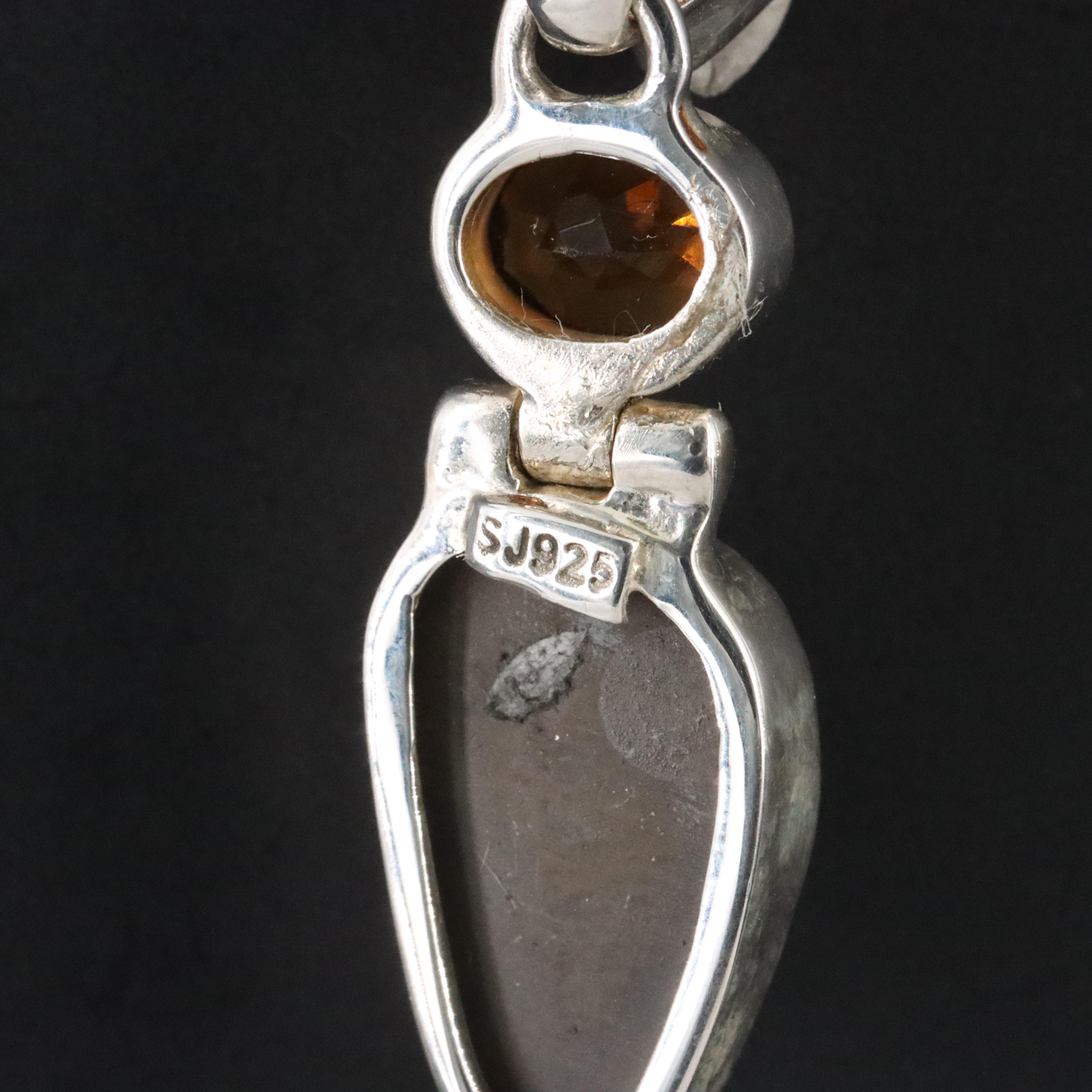 Sterling Ammolite and Citrine Pendant