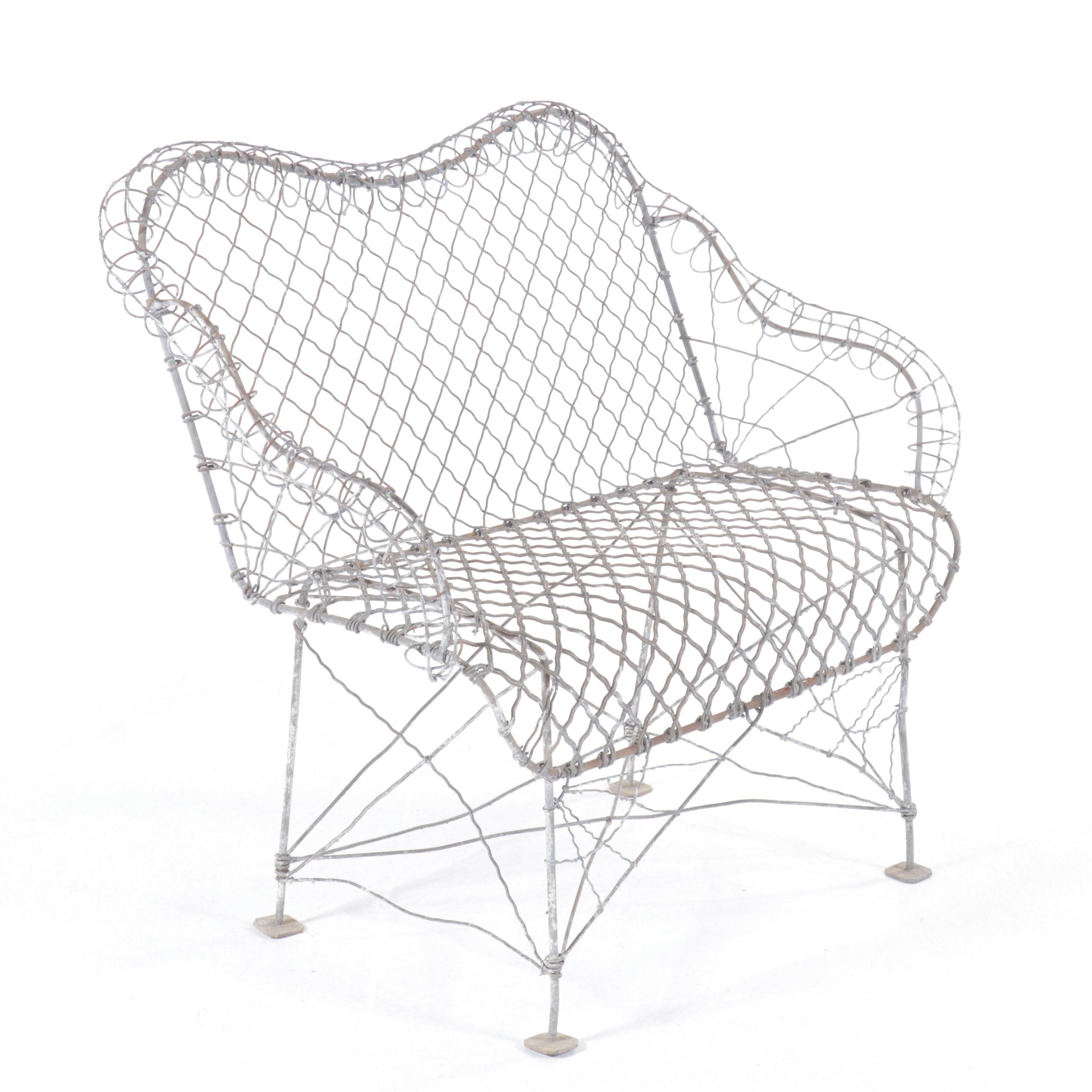 French Wire Style Garden Bench, 20th Century