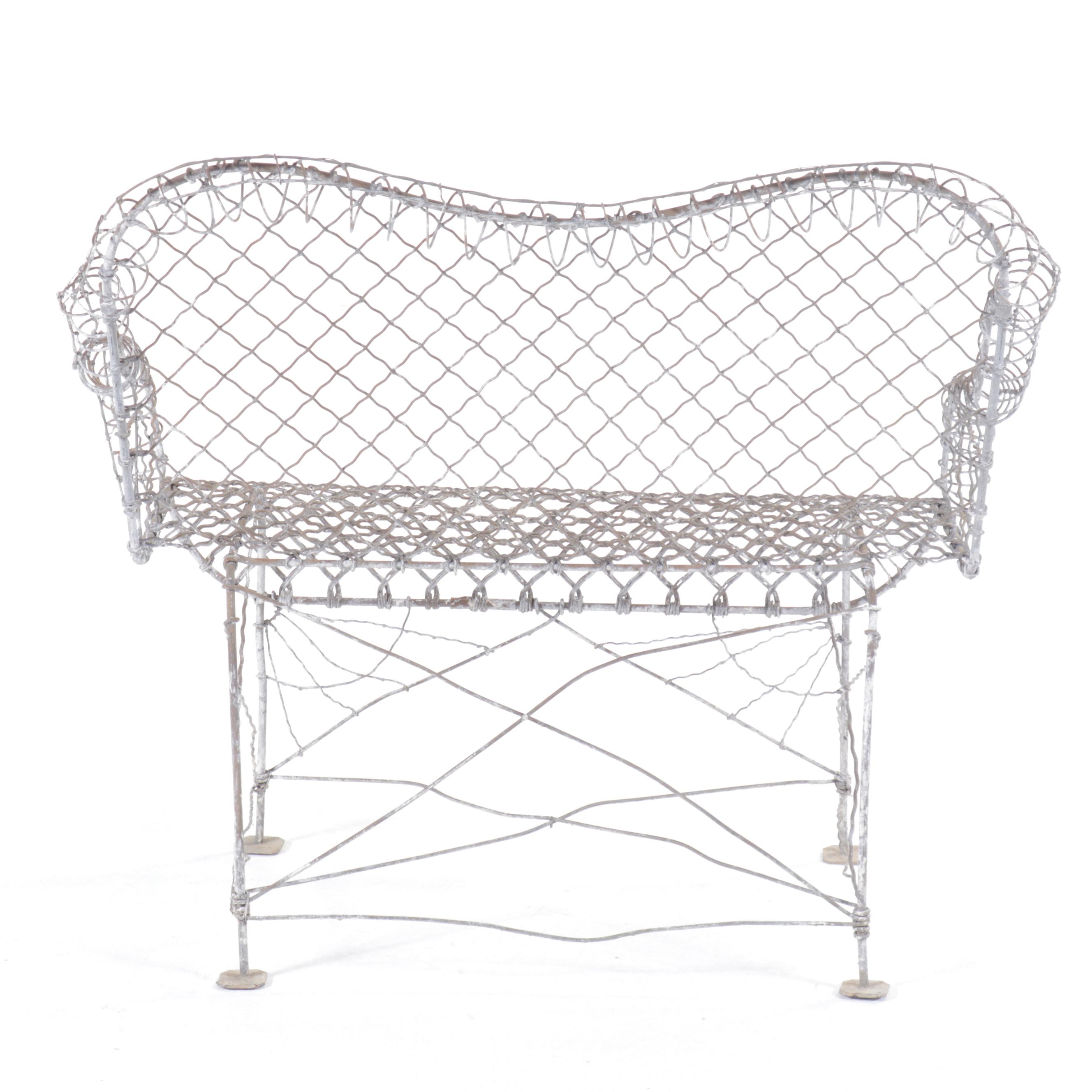 French Wire Style Garden Bench, 20th Century