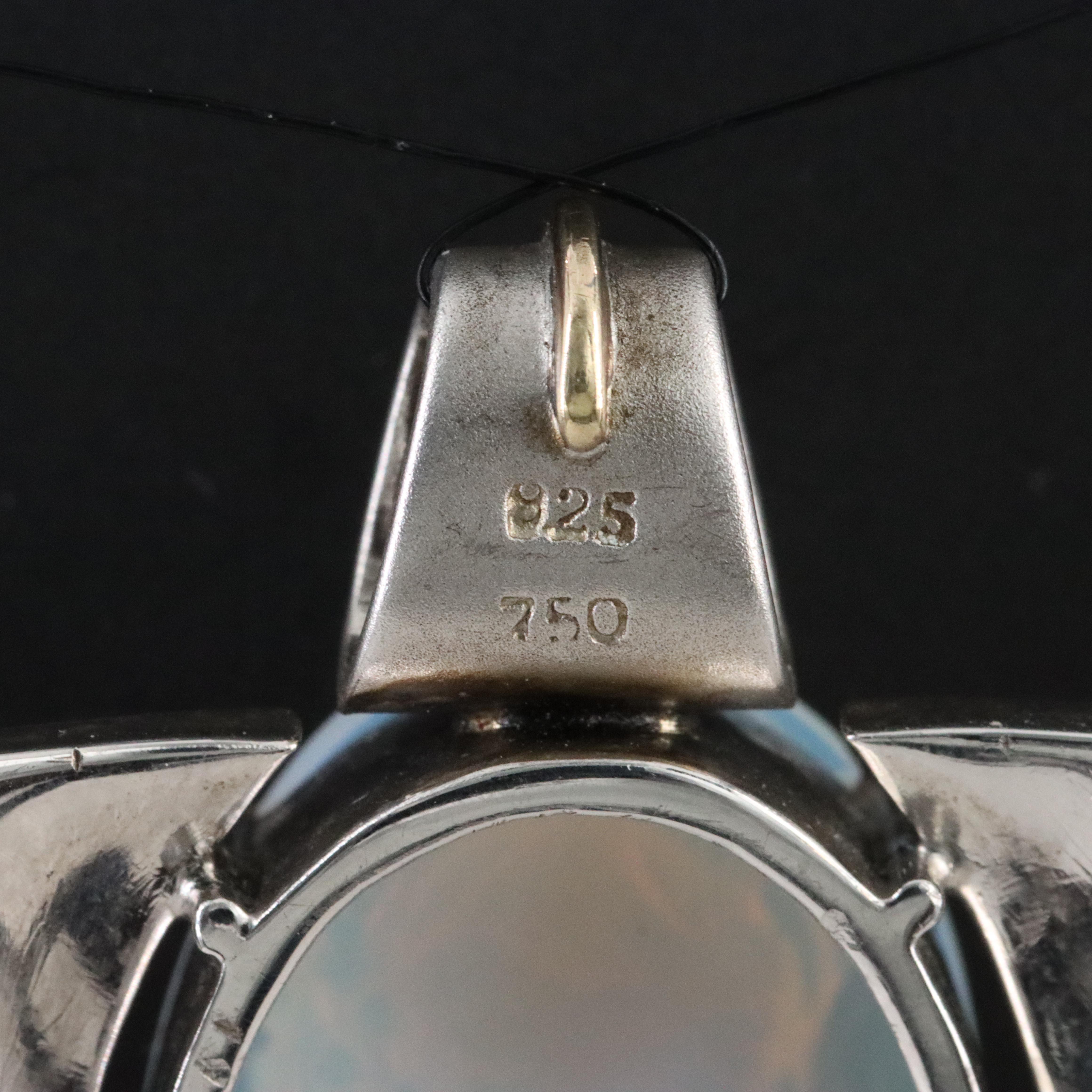 Sterling Opal, Tsavorite and Diamond Pendant with 18K Accents