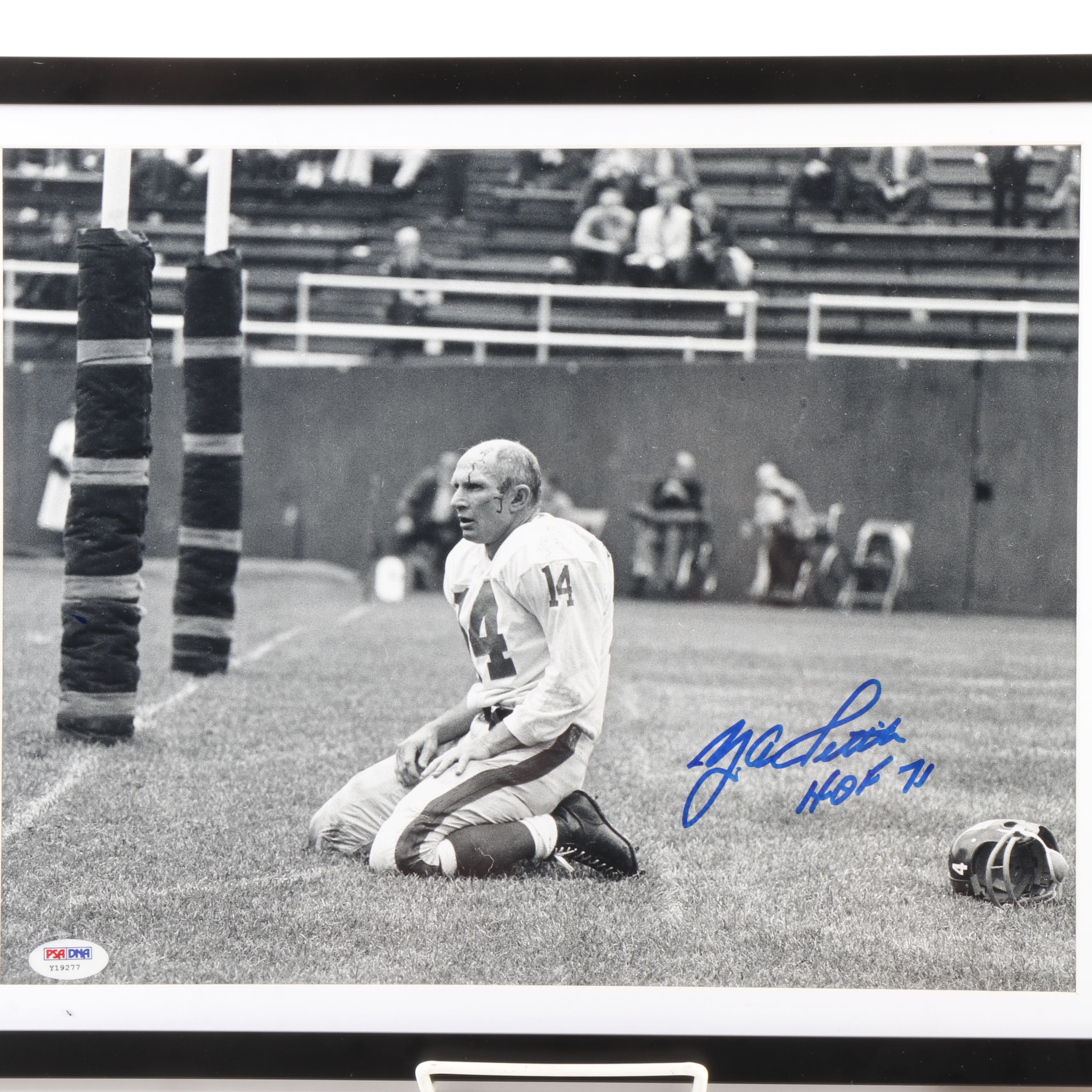 Y.A. Tittle Signed New York Giants Football Print in Matted Frame, PSA