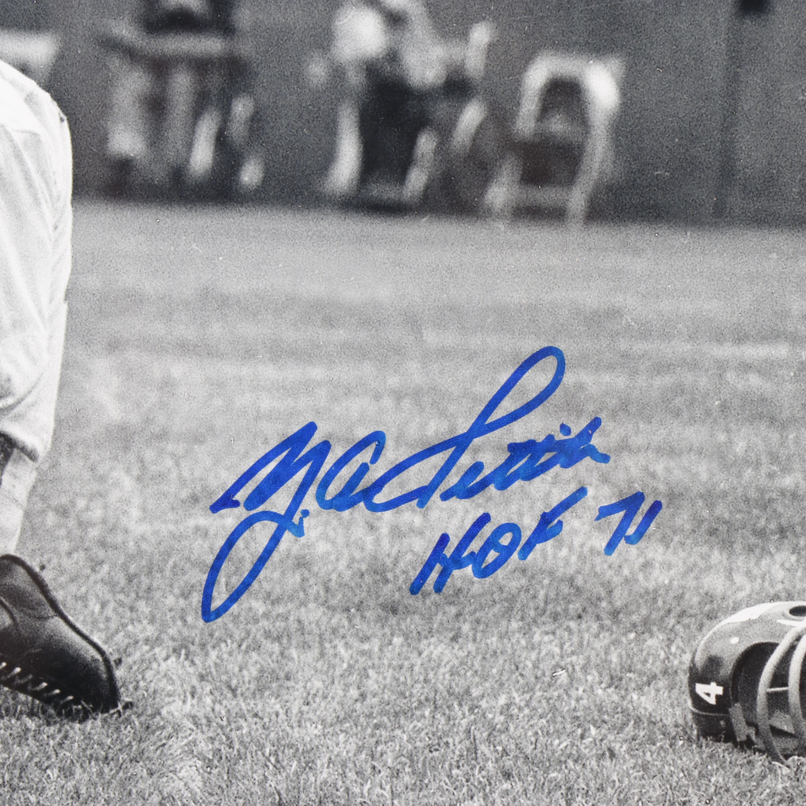 Y.A. Tittle Signed New York Giants Football Print in Matted Frame, PSA