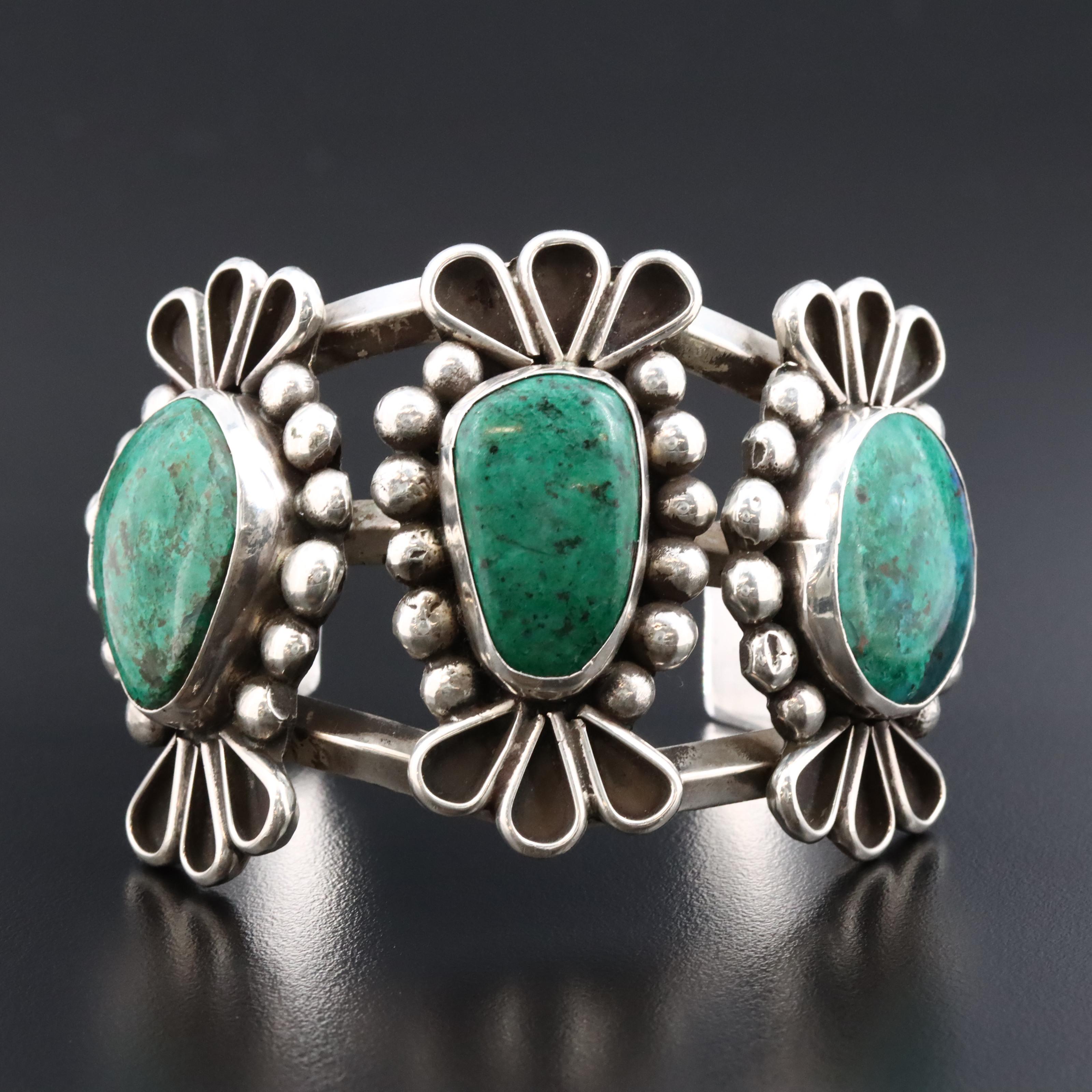 Southwestern Sterling Eilat Stone Cuff Bracelet