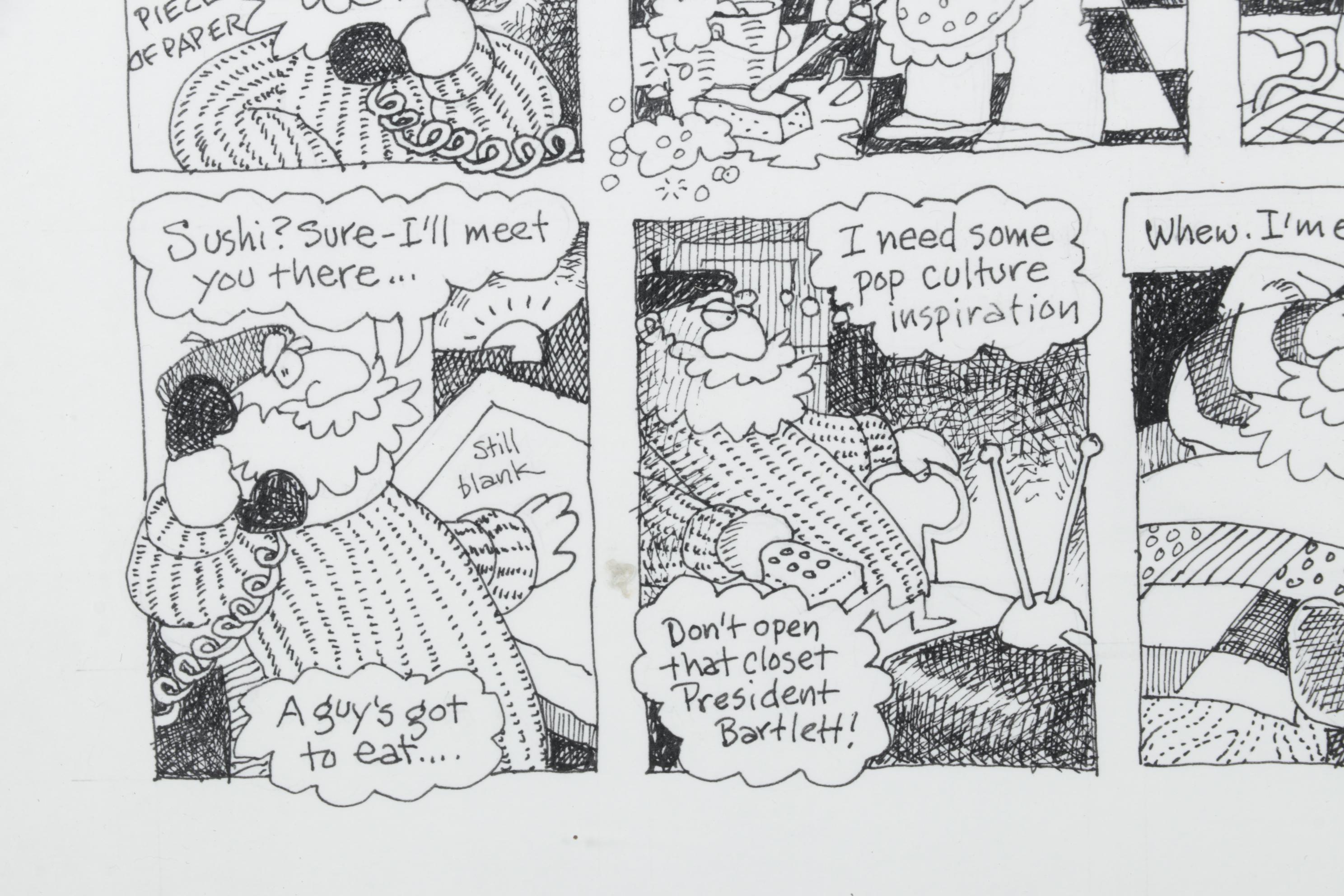 Susan Sturgill Etching of Comic "The Looming Deadline," 2002