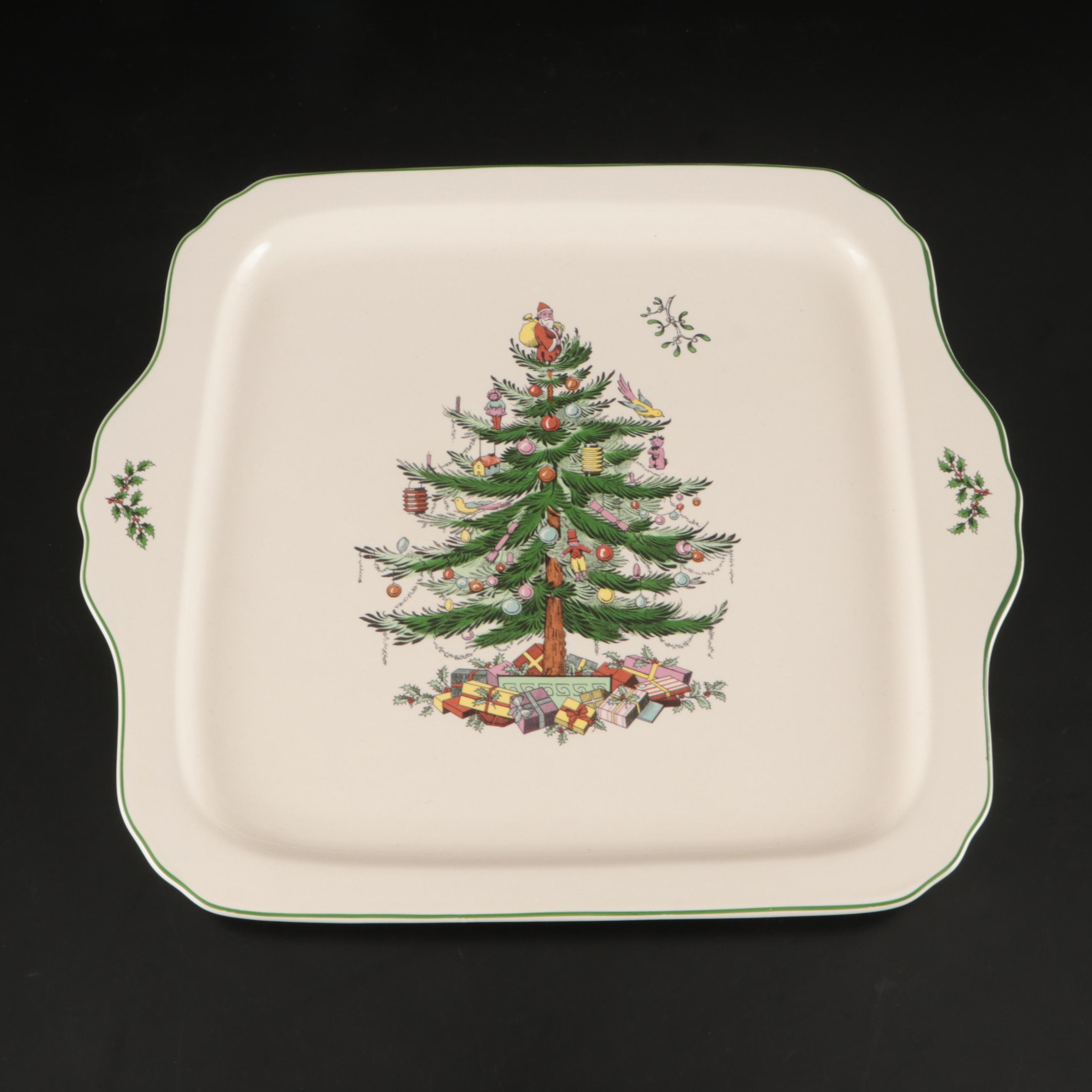 Lenox Holiday Mistletoe and Spode Christmas Tree Pattern Ceramic Serveware