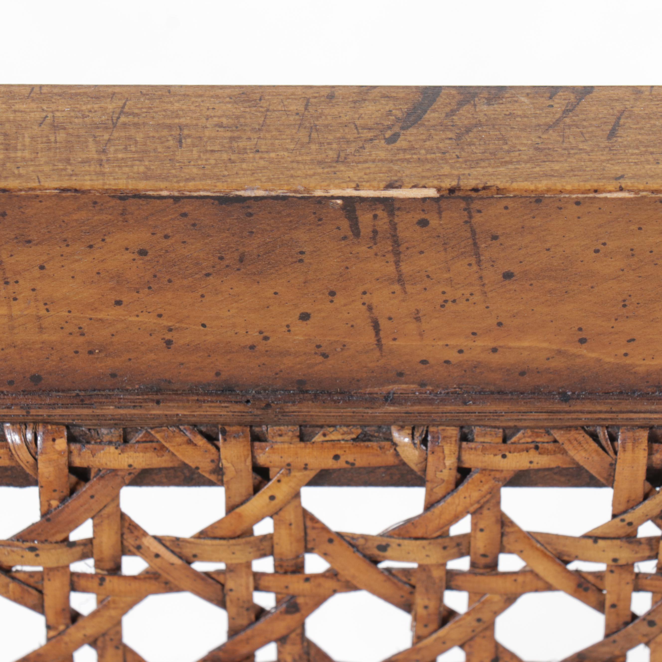 Regency Style Tufted Bench with Cane Siding, Mid to Late 20th Century
