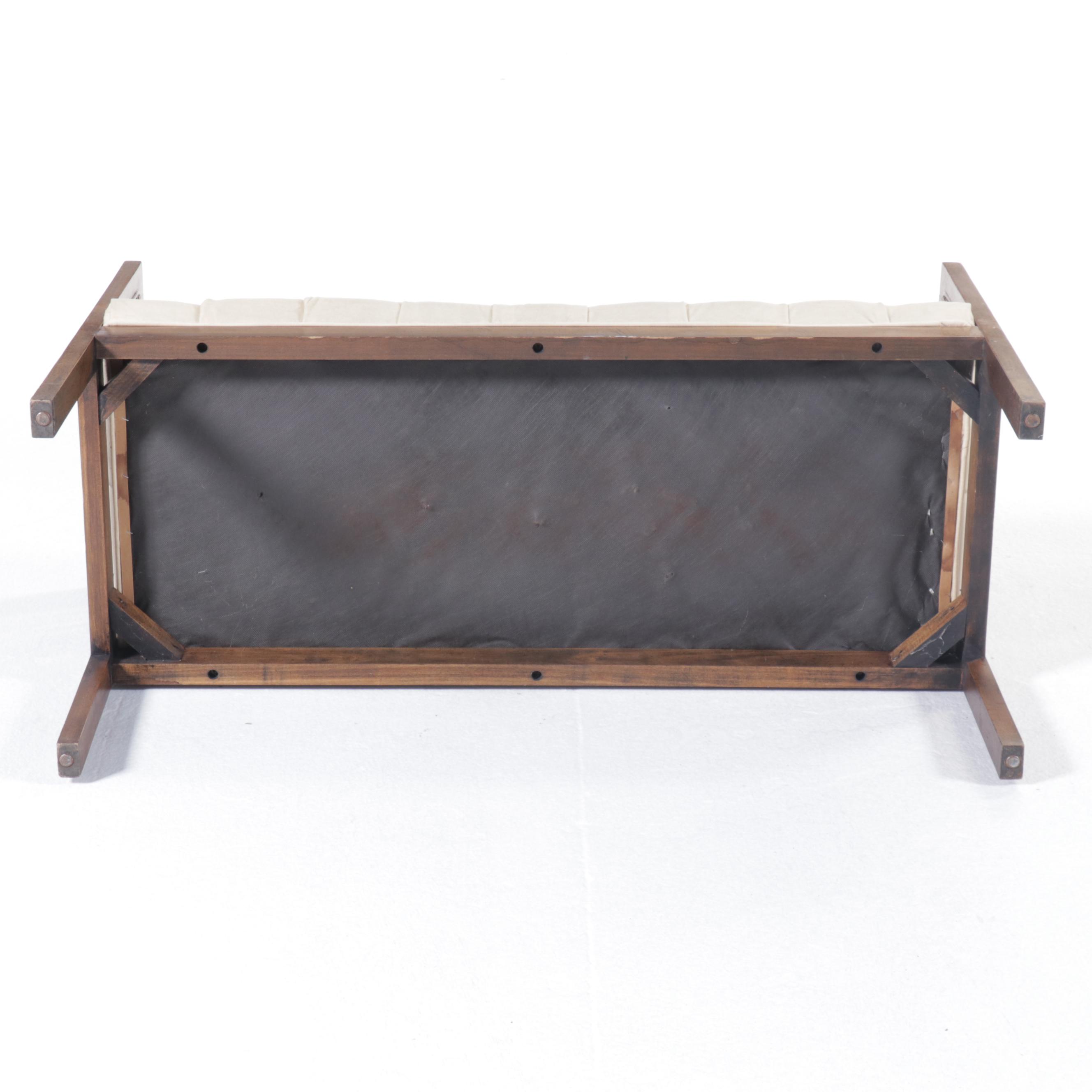 Regency Style Tufted Bench with Cane Siding, Mid to Late 20th Century