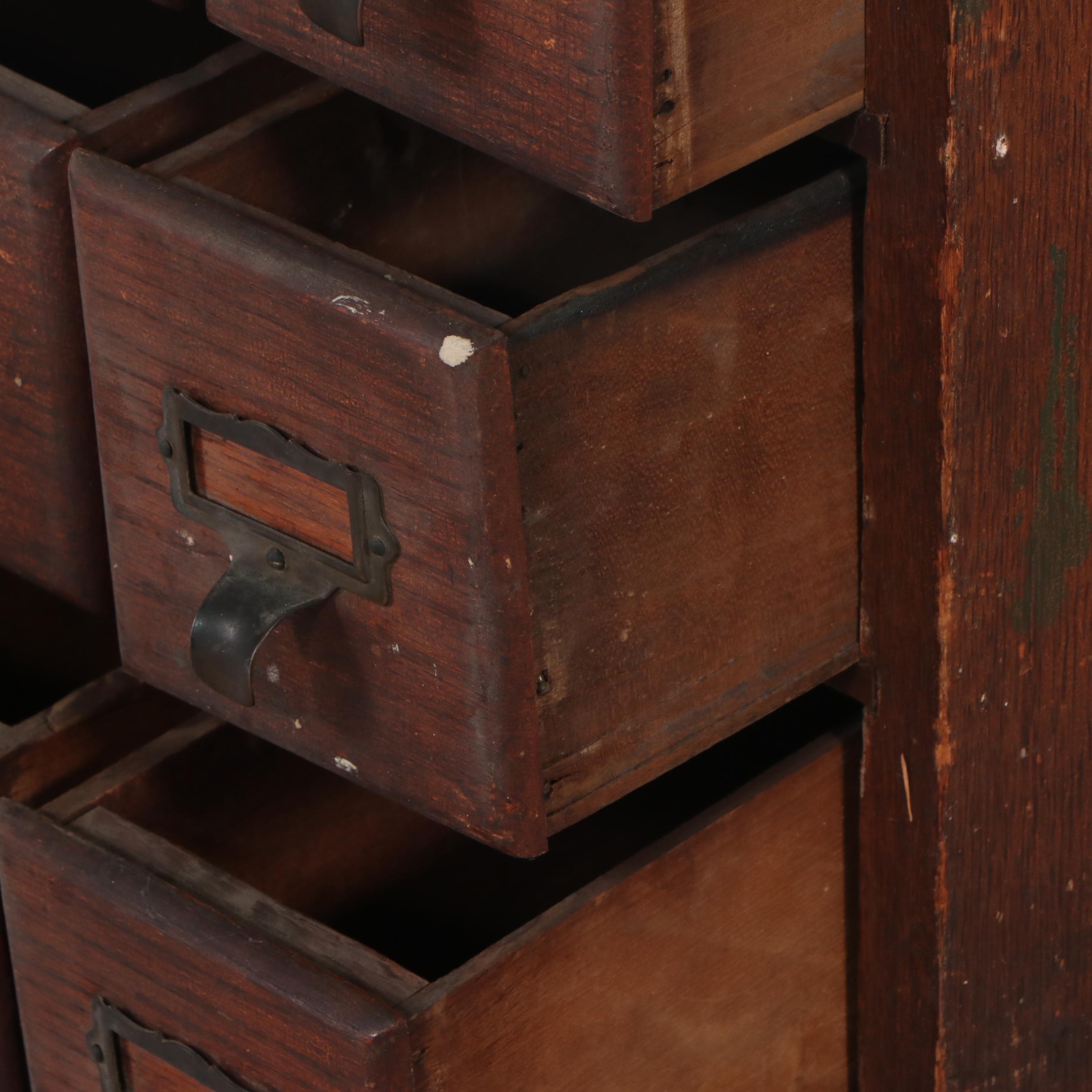 Antique Oak 27 Drawer File Cabinet