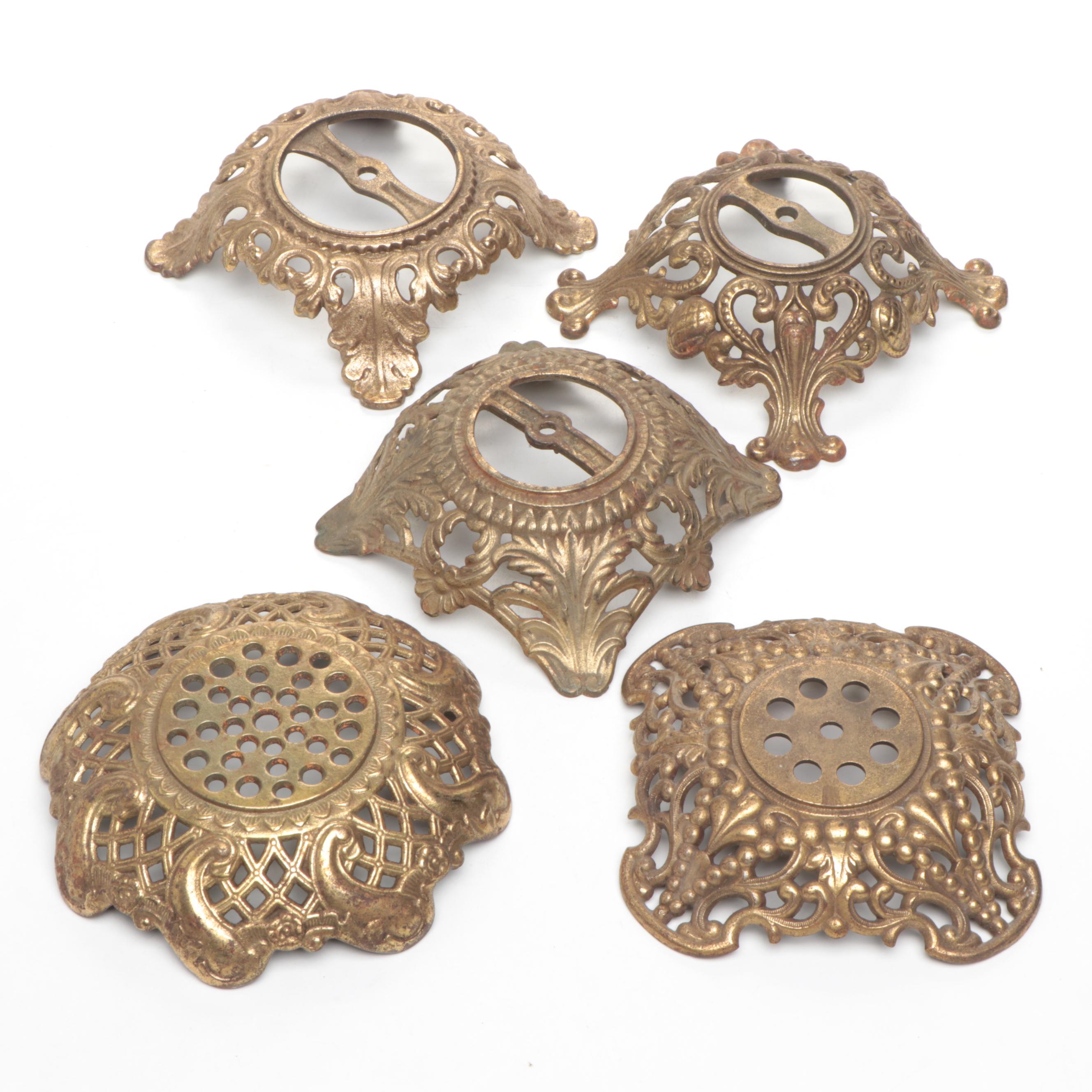 American Cast Brass and Gilt Metal Lamp Base Stands, Early to Mid-20th Century