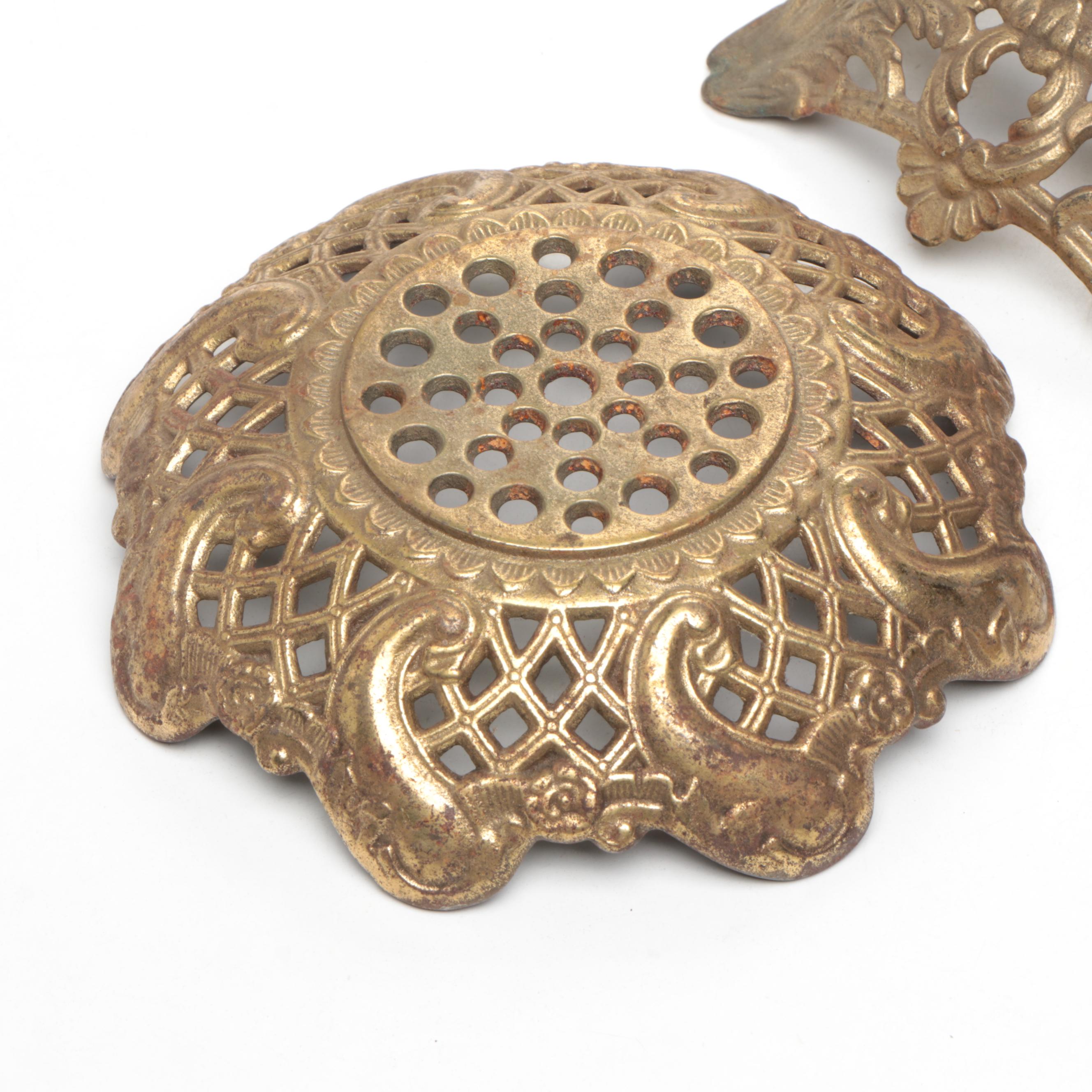 American Cast Brass and Gilt Metal Lamp Base Stands, Early to Mid-20th Century