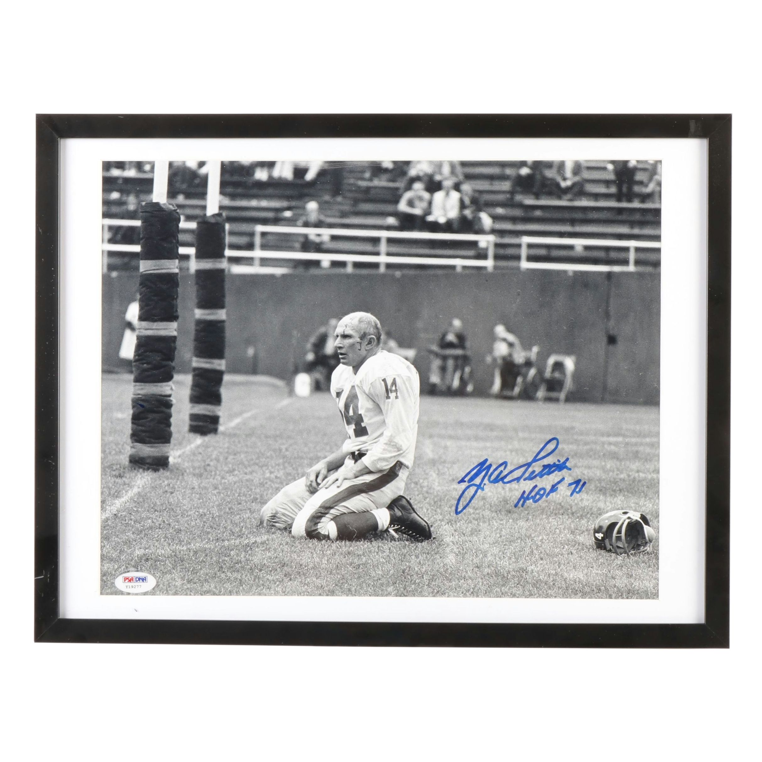 Y.A. Tittle Signed New York Giants Football Print in Matted Frame, PSA