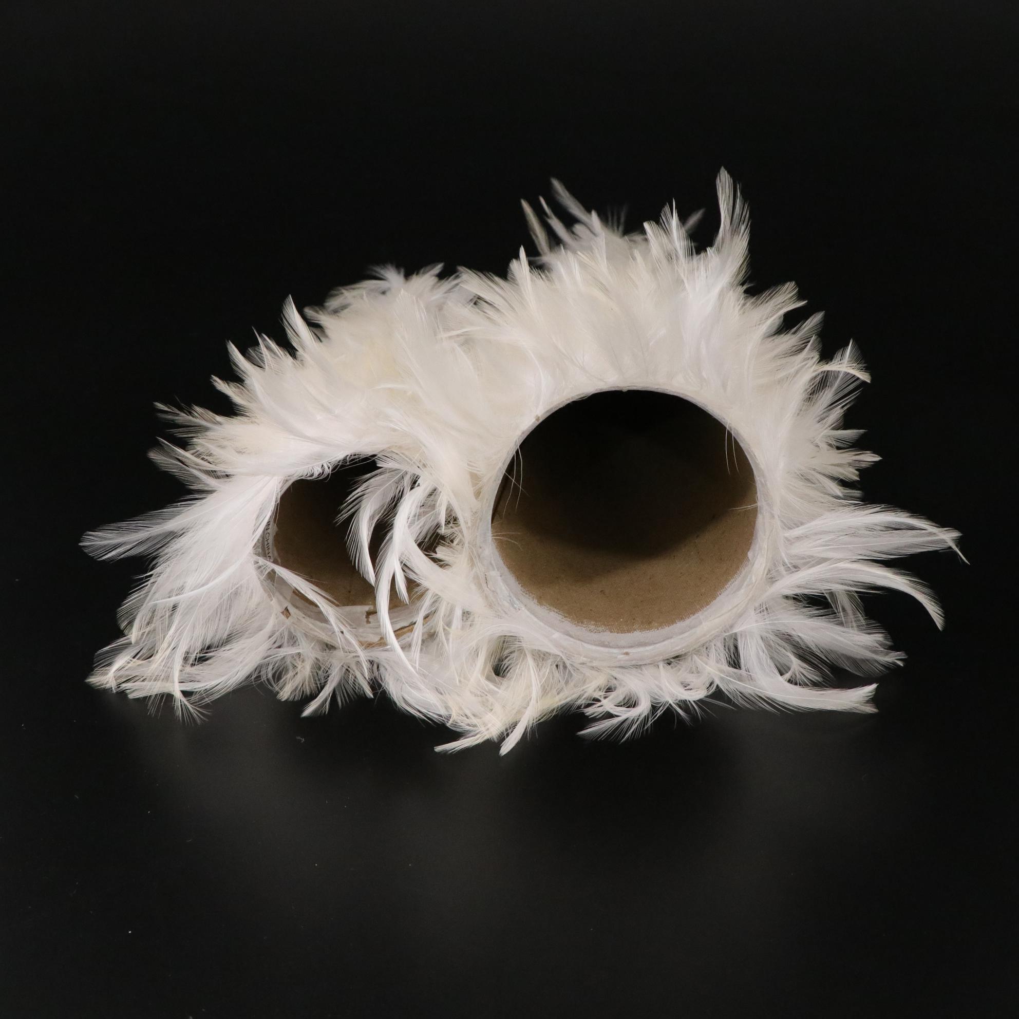 White Feather Tabletop Christmas Trees with Iridescent and Silver Ornaments